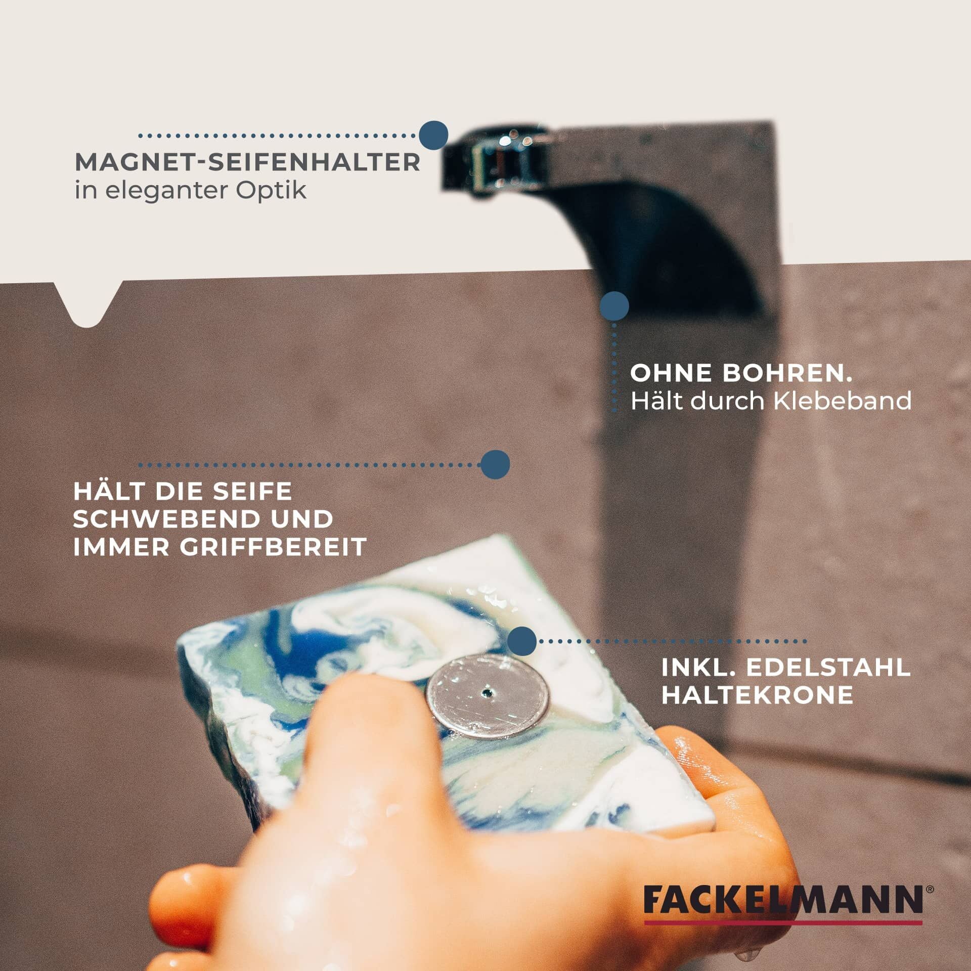 Magnetisk såpeholder krom med veggfeste fra toppen