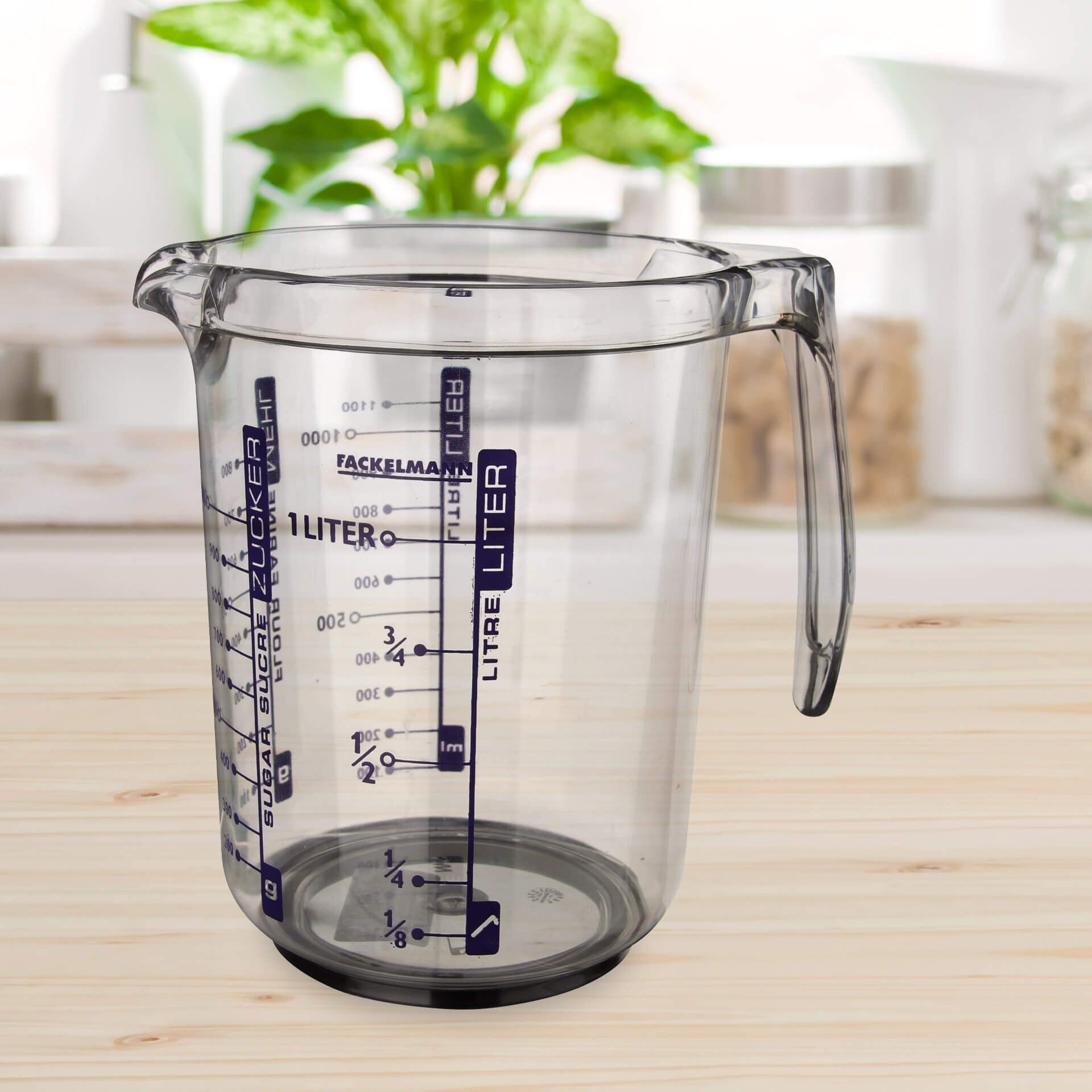 Målebeger 1 L transparent plast med gummiert bunn - Zenker detalj av gummiert bunn