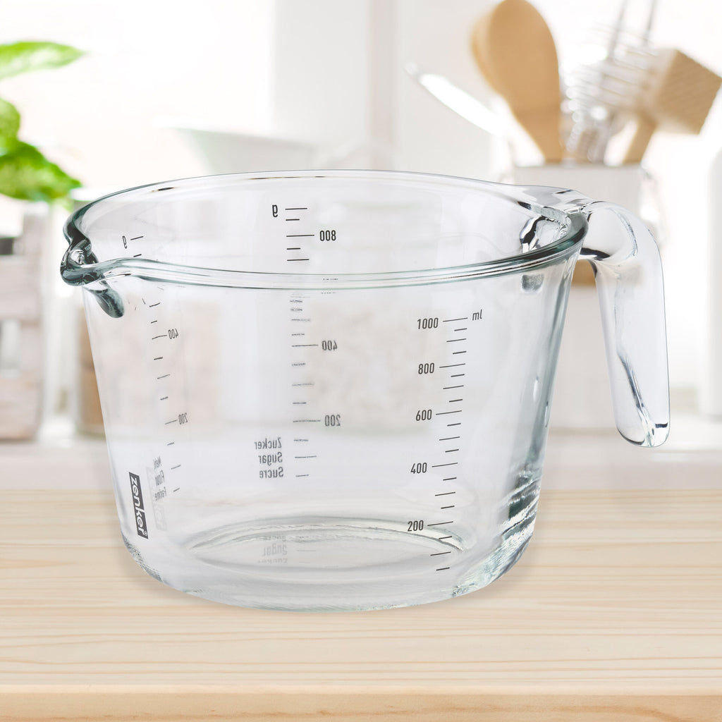 Målebeger glass 1 L med skala for mel og sukker - Zenker detalj av skala
