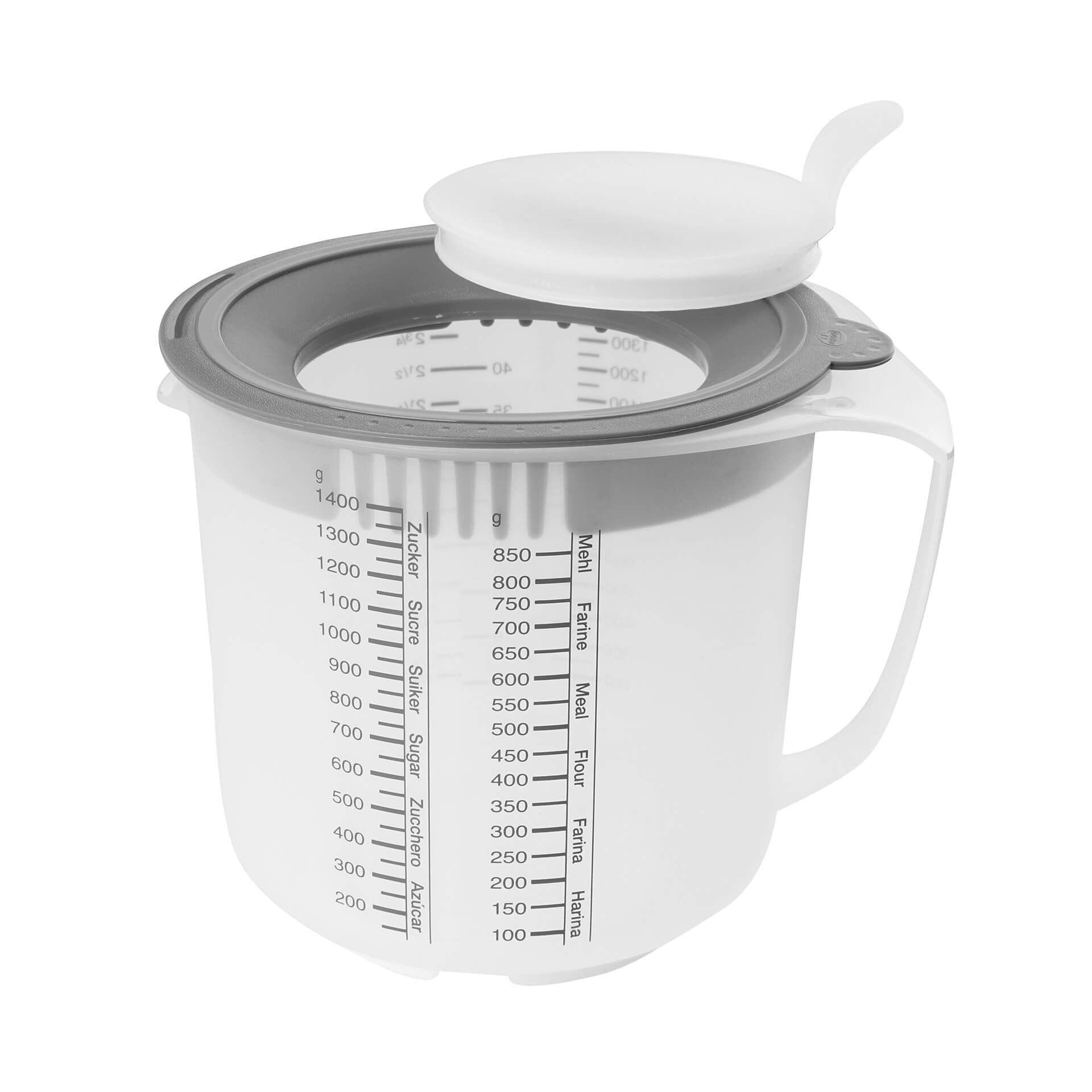 Målebeger med skala 1,4 L plast - Dr. Oetker bakside
