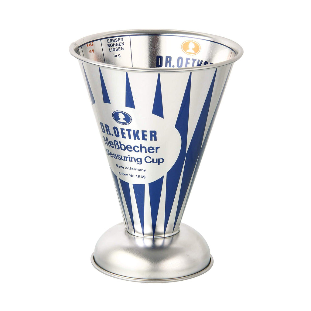 Målebeger nostalgisk 0,5 L hvitblikk Ø11 cm forfra