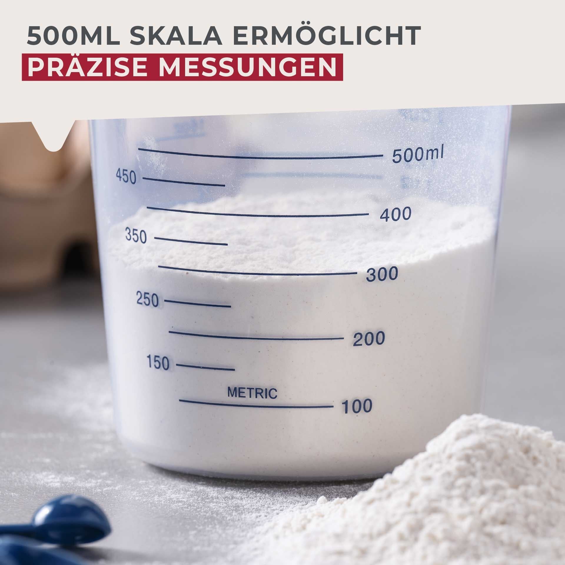 Målebeger plast 500 ml med skala - Fackelmann nærbilde av håndtak