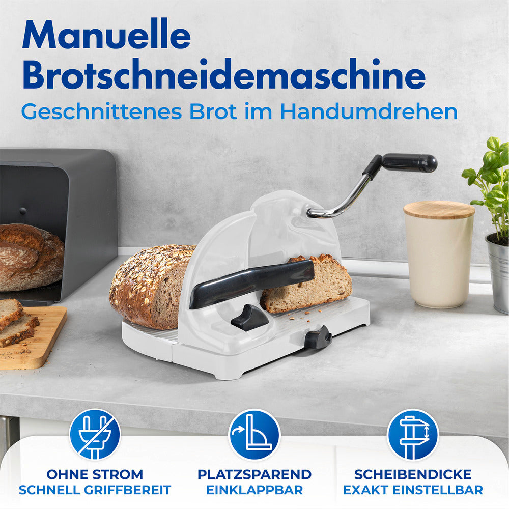 Detalj av sveiv på Manuell brødskjæremaskin med sveiv hvit ABS - Wenko