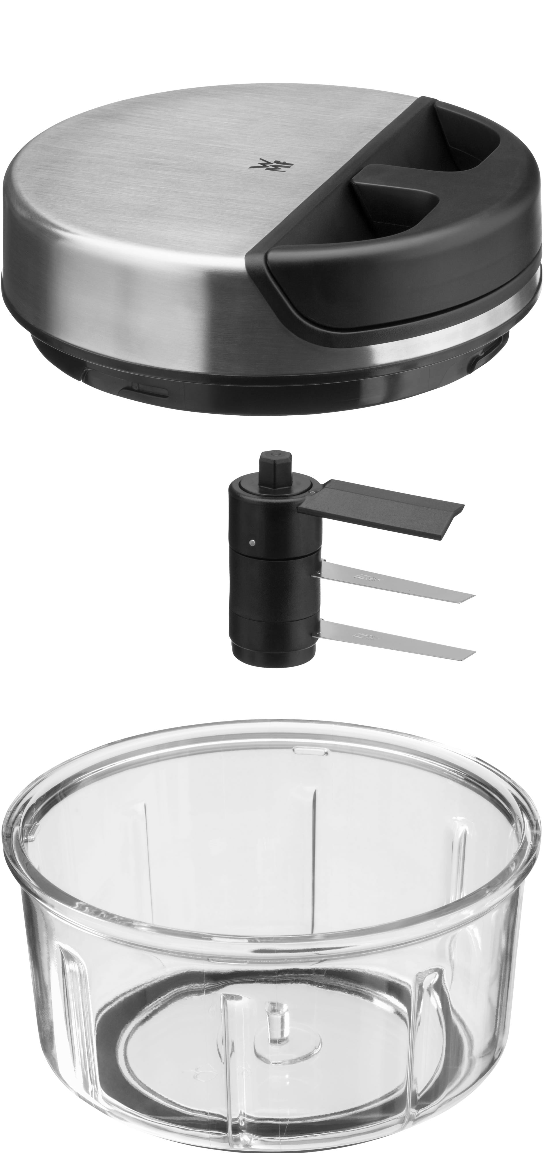 Manuell hakker 650 ml rustfritt stål knivblad - WMF nærbilde av håndtak
