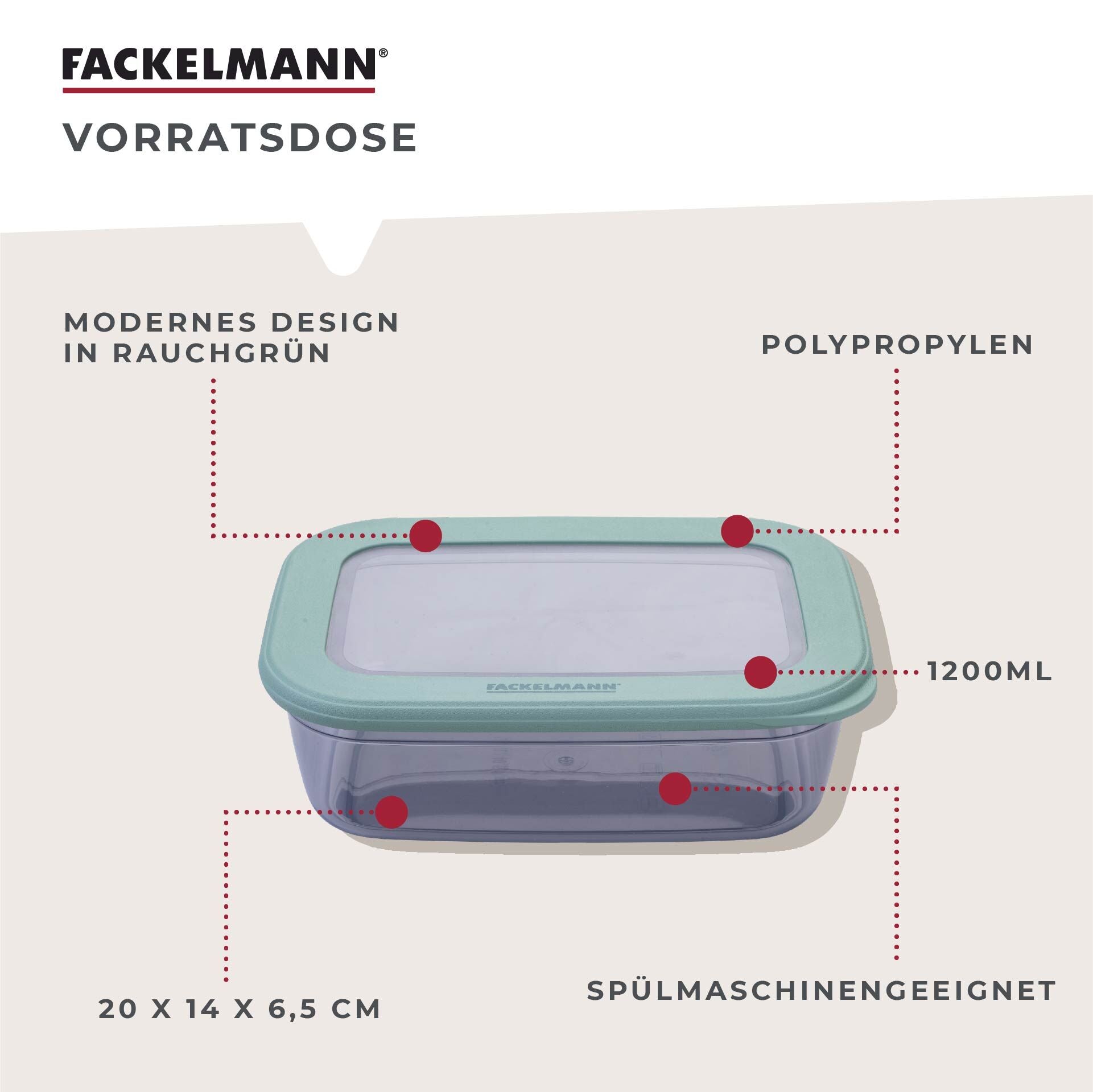 Matboks plast 1,2 L med lokk - Fackelmann åpen med mat
