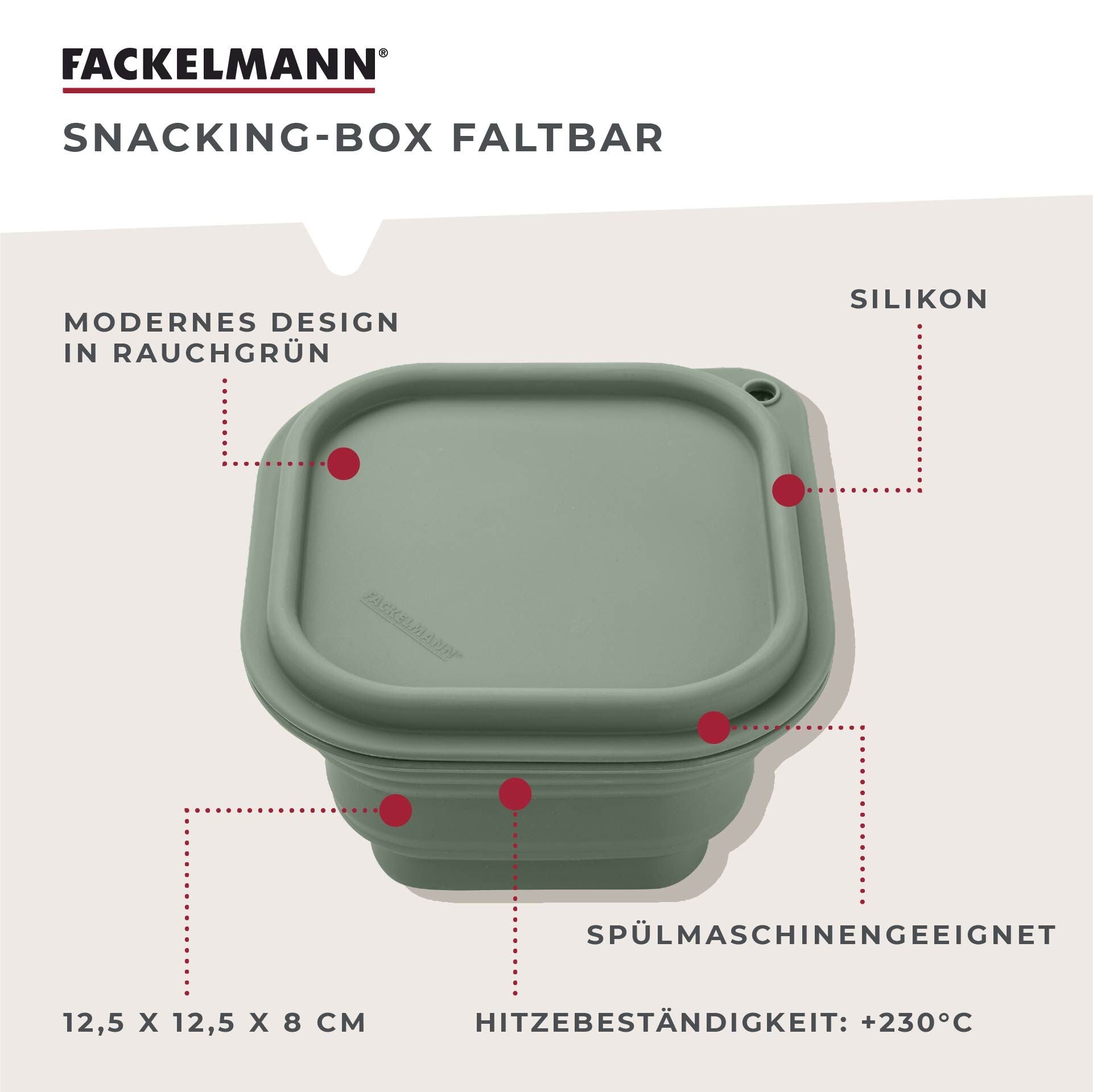 Matboks sammenleggbar silikon 13x13 cm grønn - Fackelmann sammenlagt
