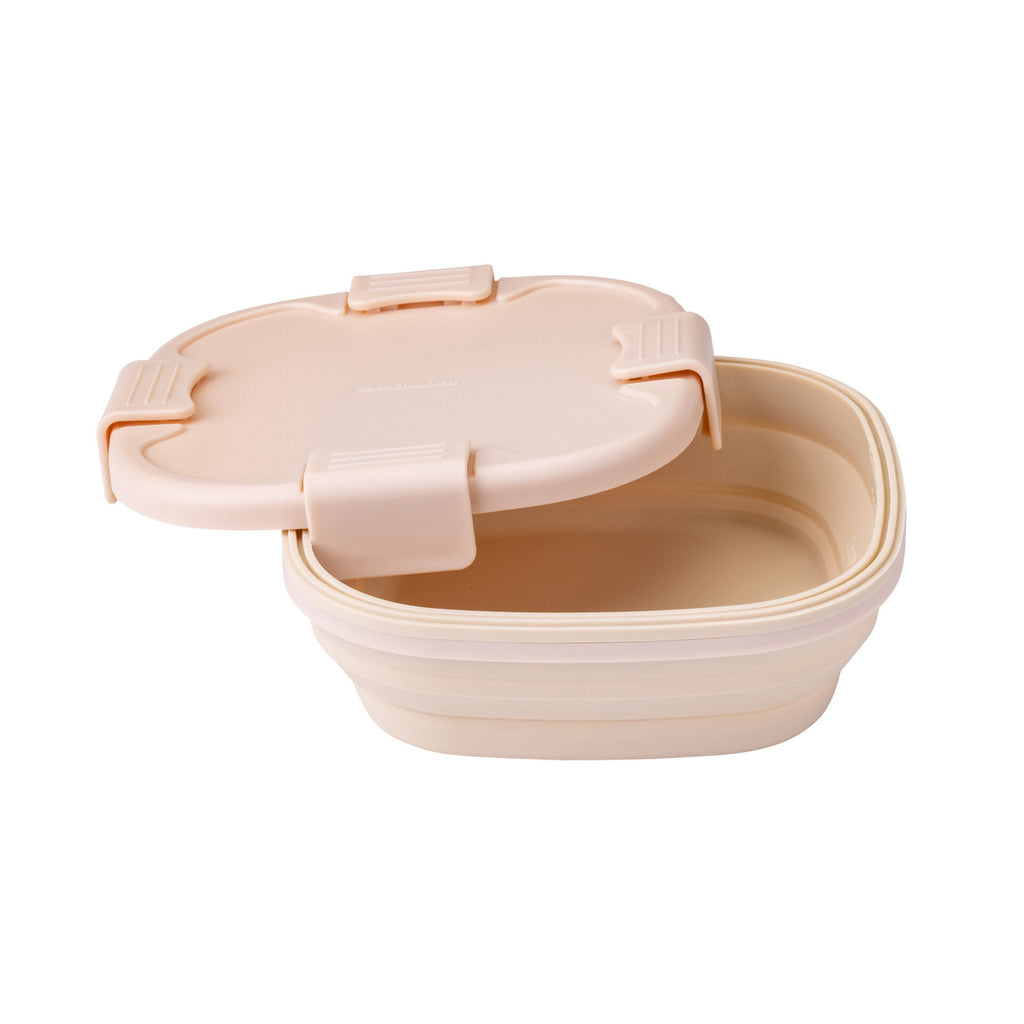 Matboks silikon sammenleggbar 700 ml beige forfra