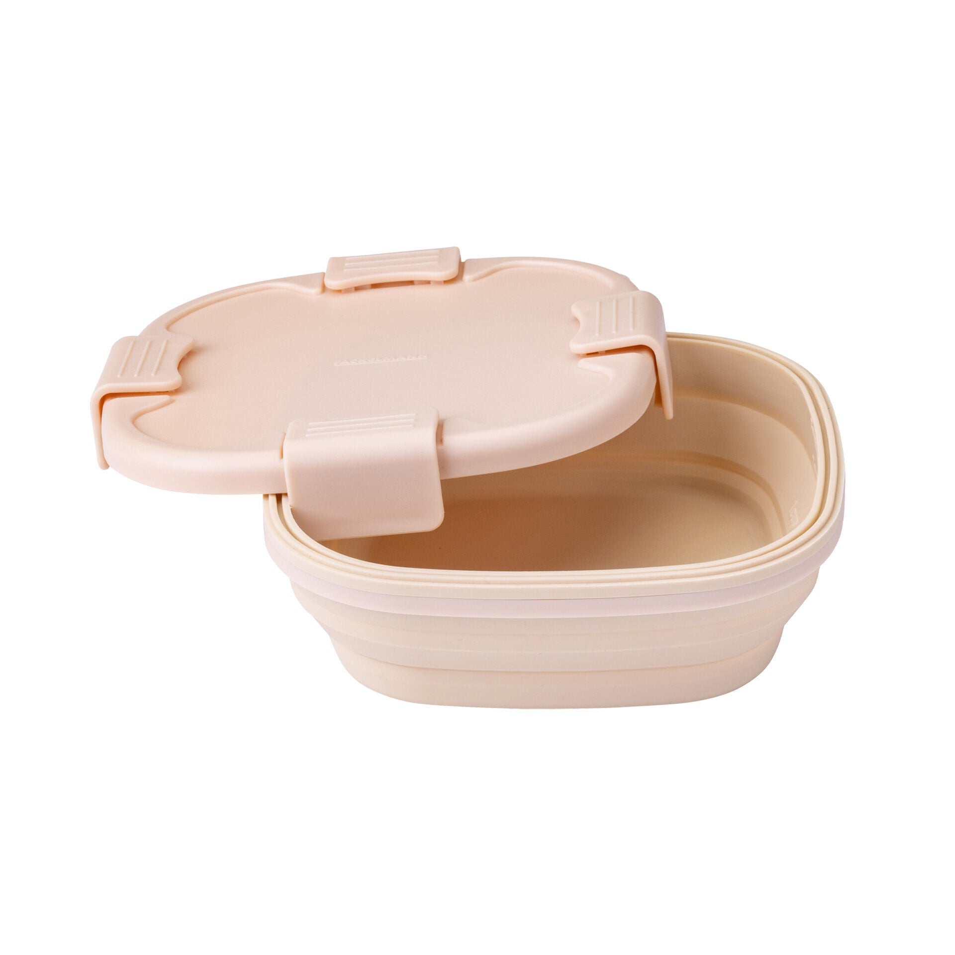 Matboks silikon sammenleggbar 700 ml beige forfra