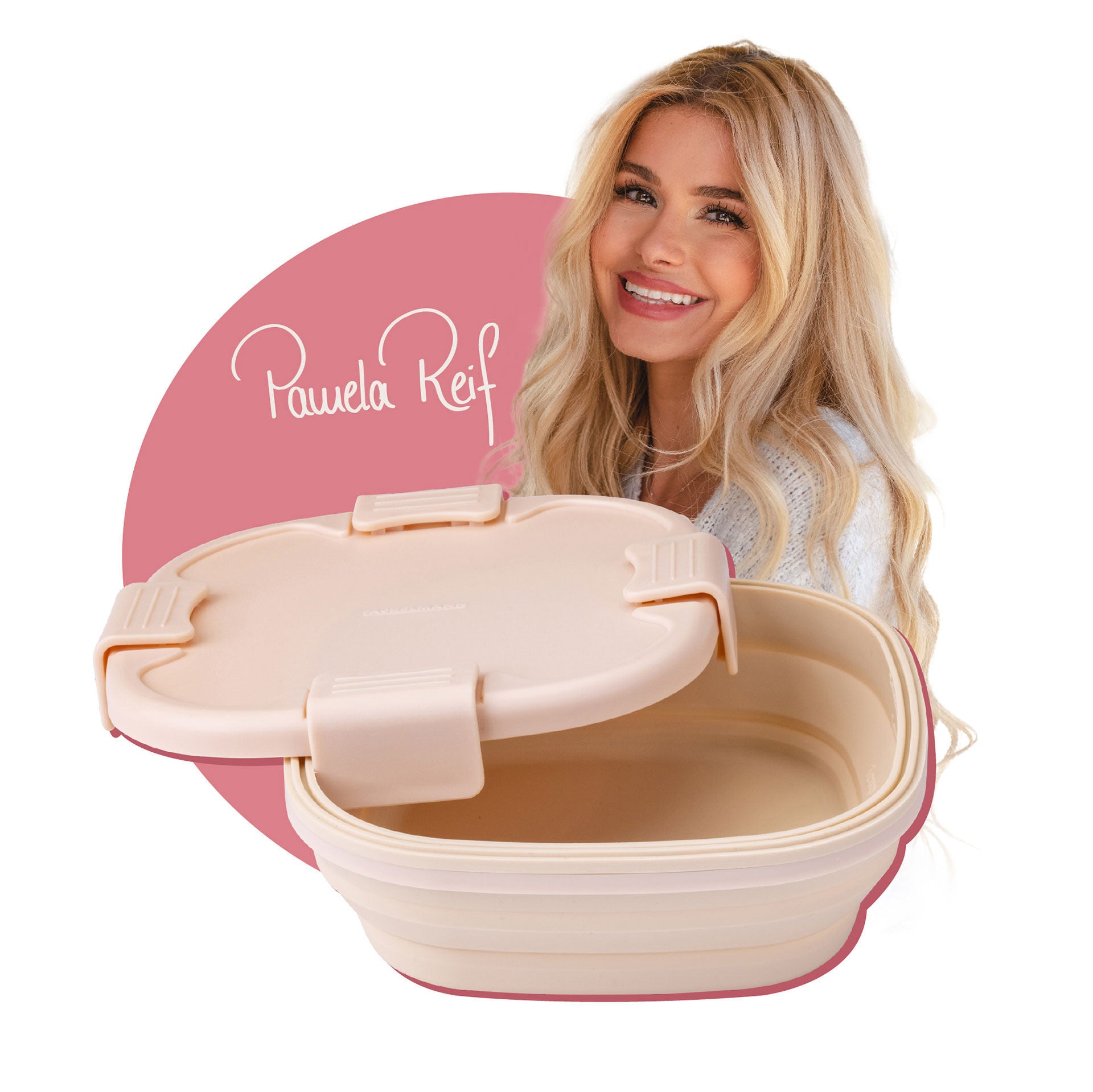 Matboks silikon sammenleggbar 700 ml beige detalj av lokk