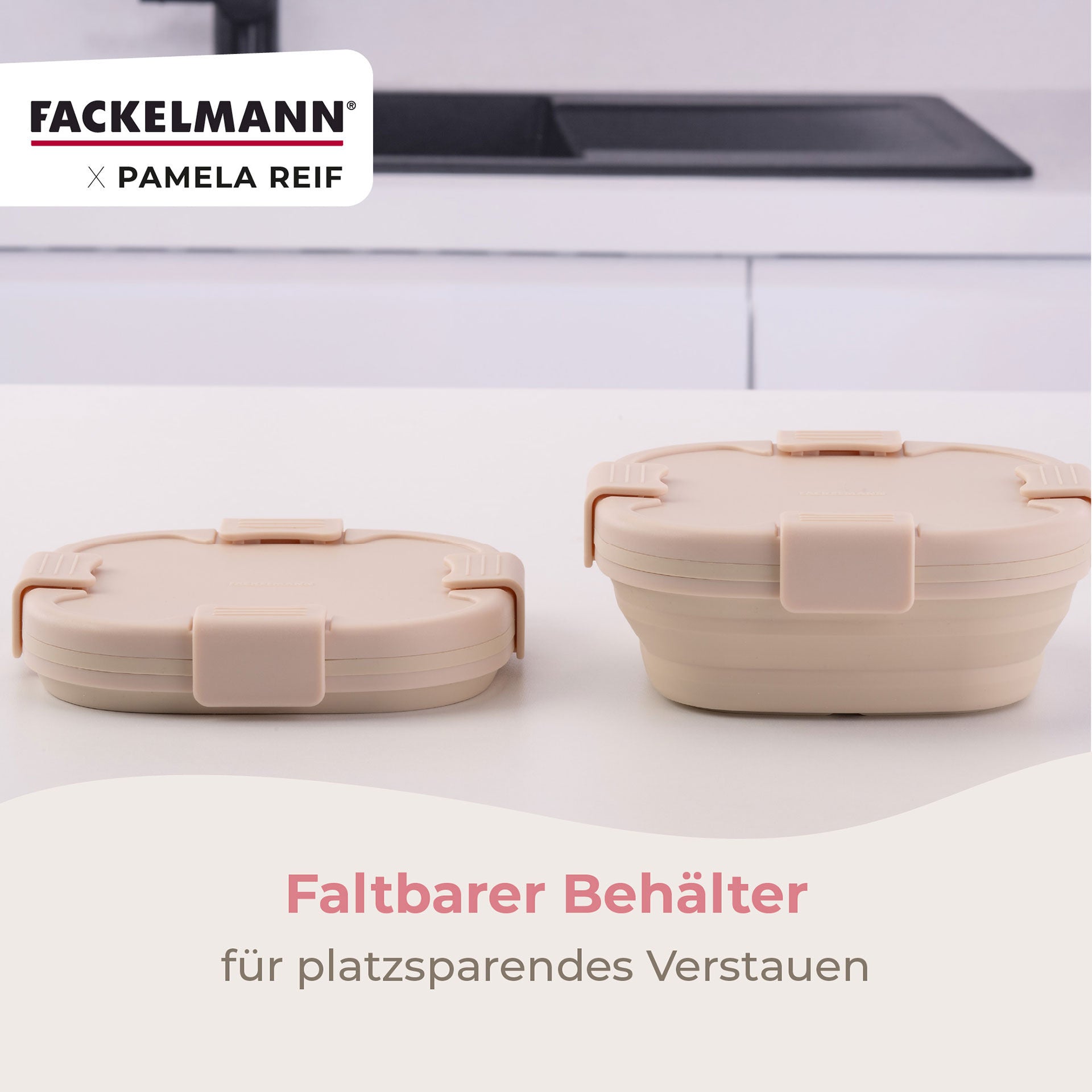 Matboks silikon sammenleggbar 700 ml beige med måleskala