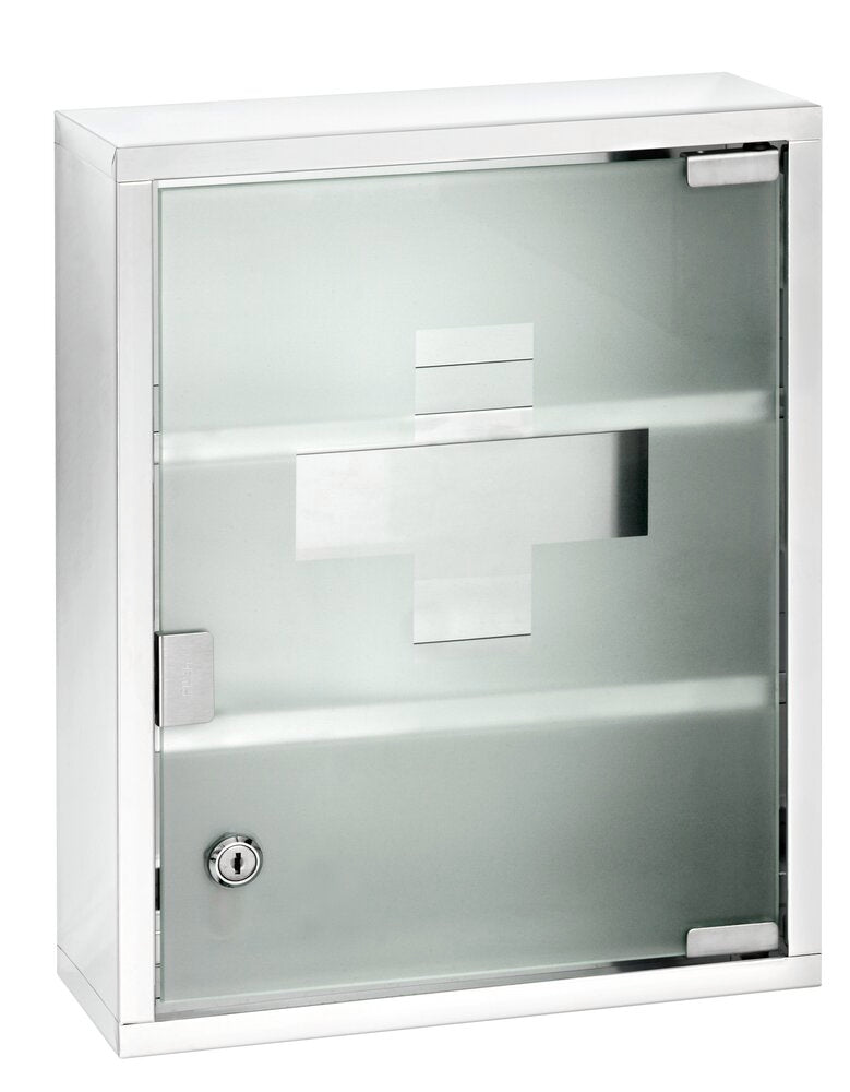 Medisinskap rustfritt stål 30 x 40 cm med lås komplett sett
