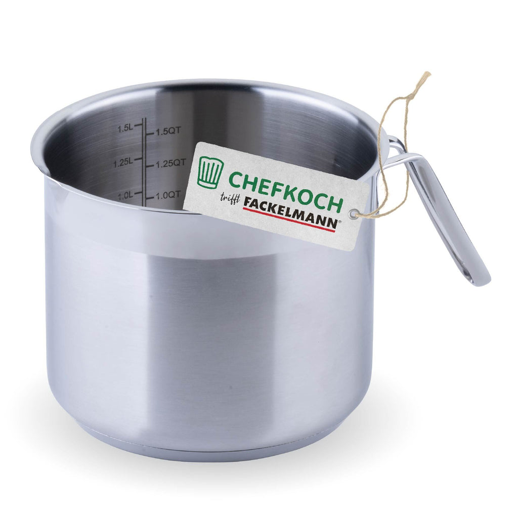 Detalj av Melkekjele rustfritt stål Ø14 cm 1,7 L hellekant