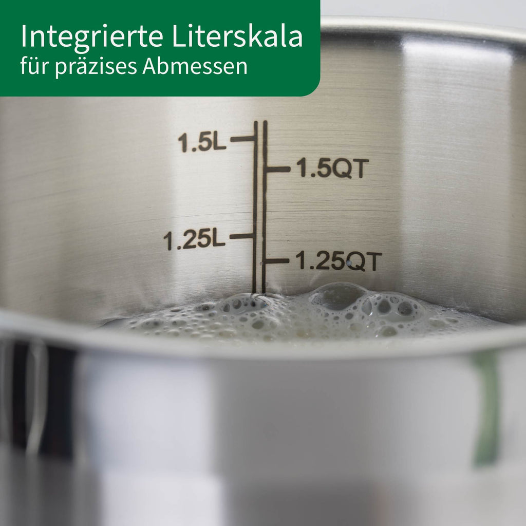 Melkekjele rustfritt stål Ø14 cm 1,7 L med reflektert lys