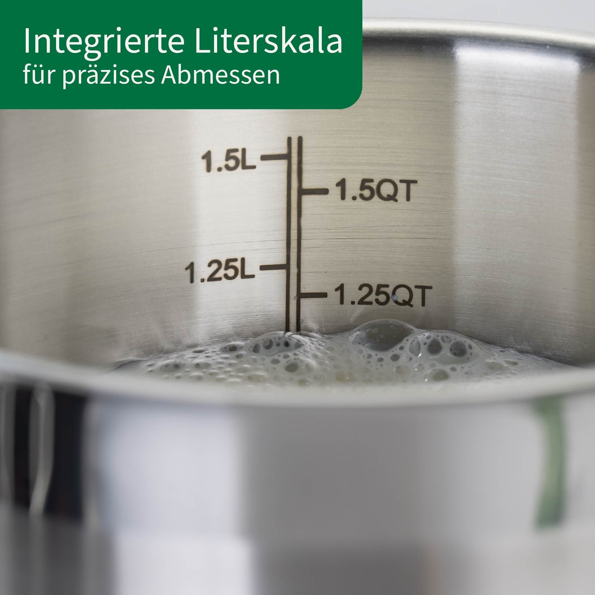 Melkekjele rustfritt stål Ø14 cm 1,7 L med reflektert lys
