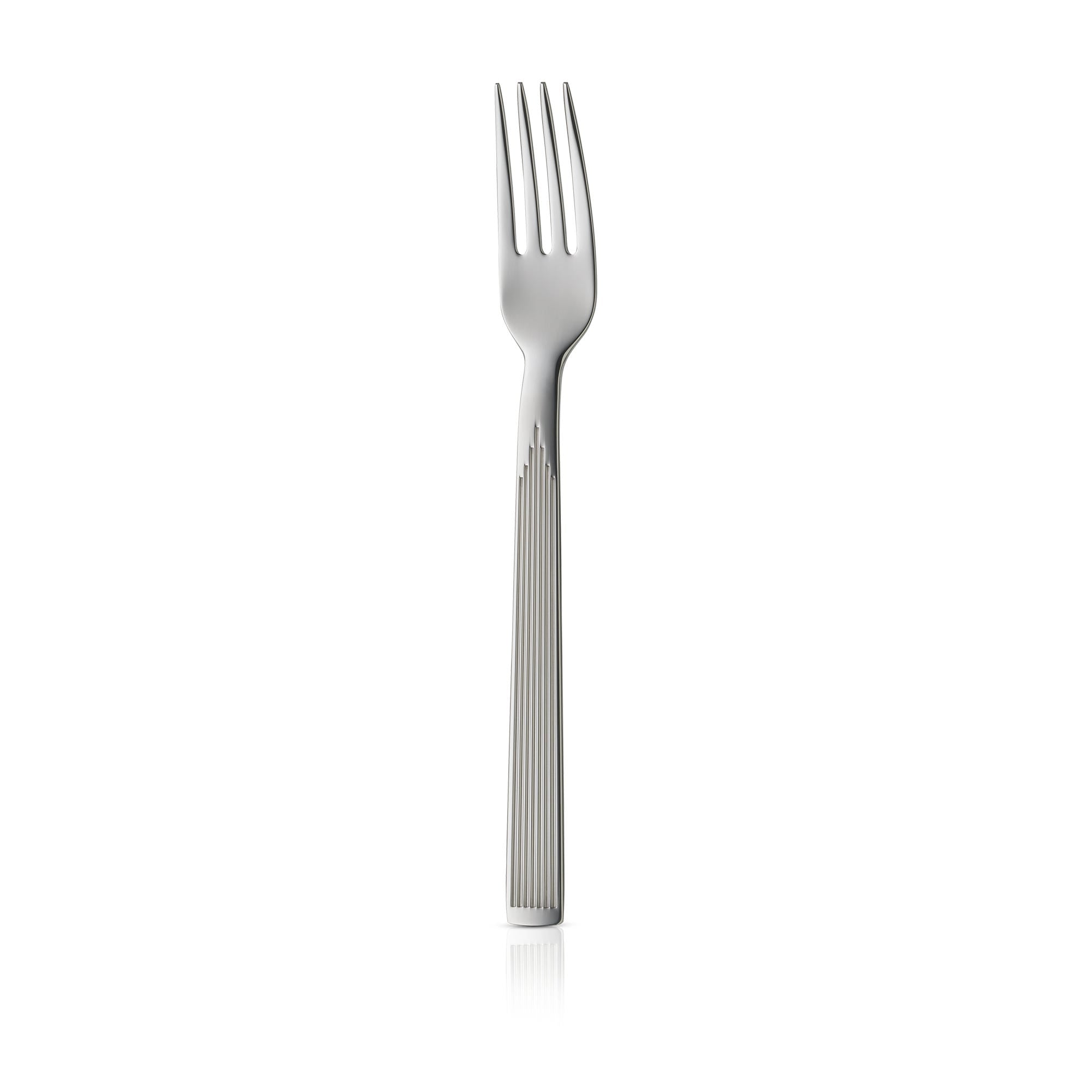 Middagsgaffel Art Deco polert Cromargan rustfritt stål forfra