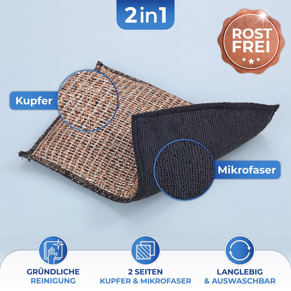 Detalj av Mikrofiberklut kobber 2-i-1 vendbar 2-delt sett - WENKO
