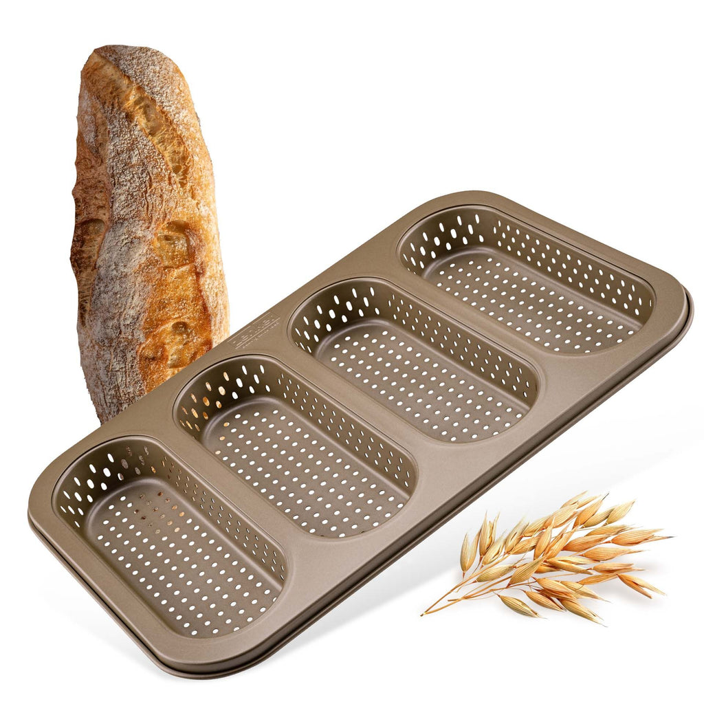 Mini-baguetteplate perforert 4 former non-stick gull - Zenker bakside