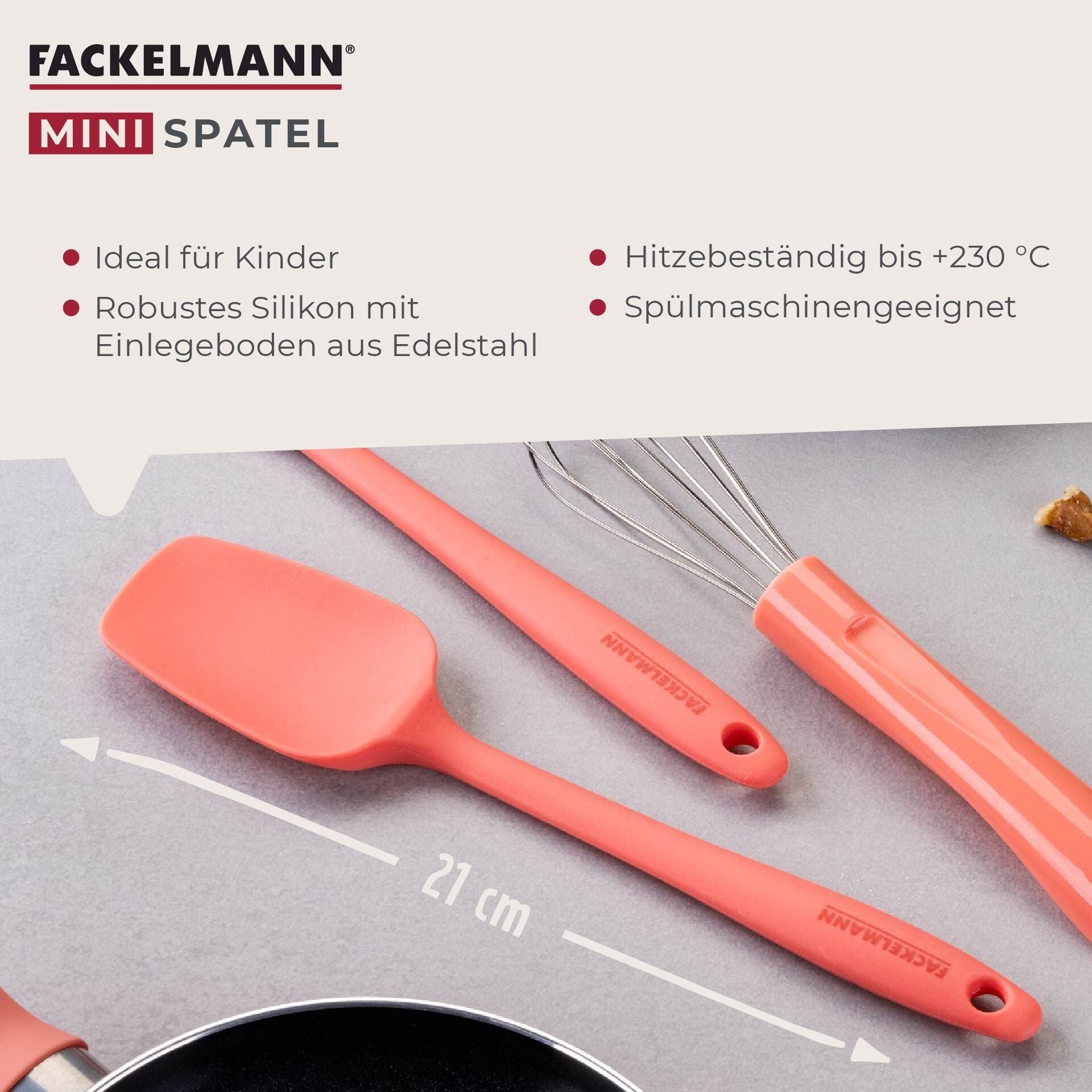 Mini deigskraper rosa silikon 21 cm nærbilde silikonblad