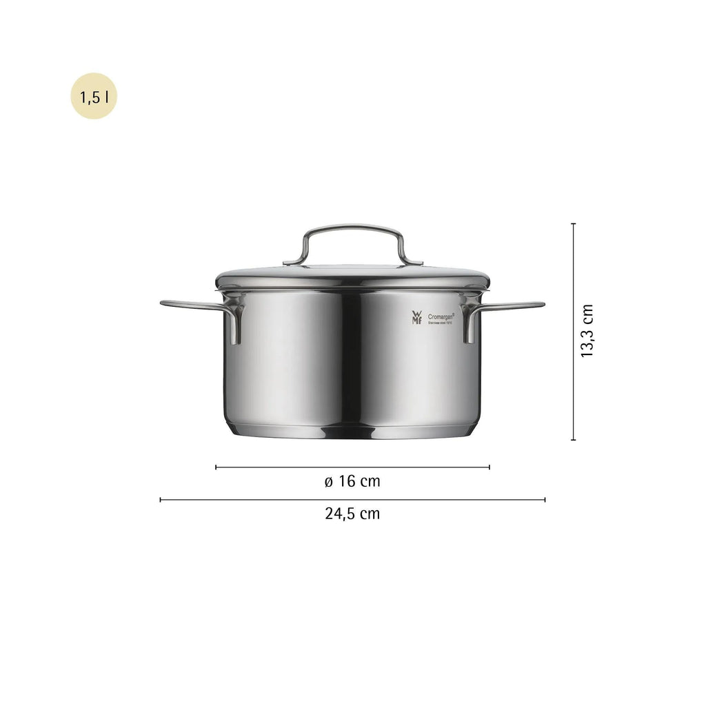 Mini grytesett 5-delt rustfritt stål induksjon - WMF montert på kokeplate