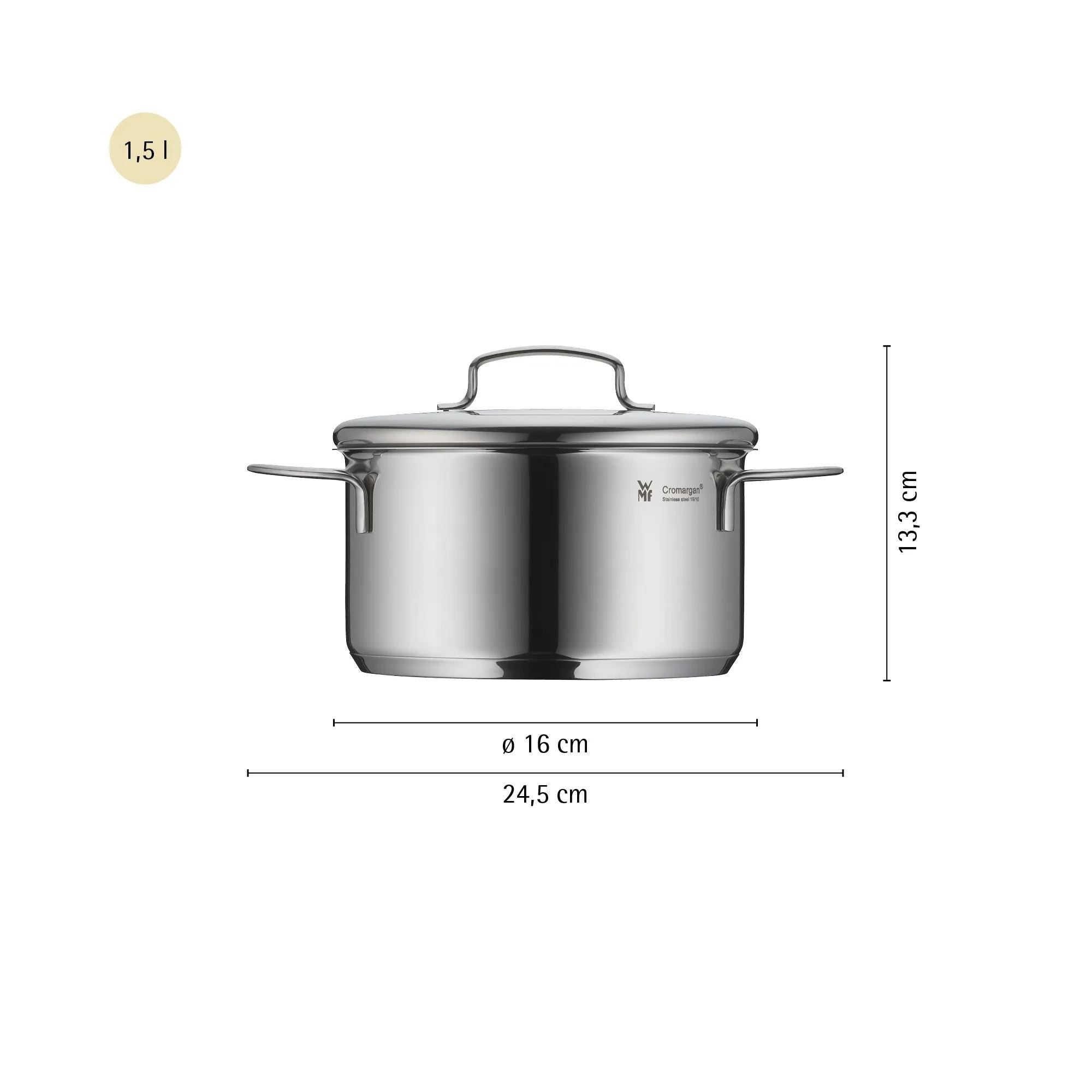 Mini grytesett 5-delt rustfritt stål induksjon - WMF montert på kokeplate