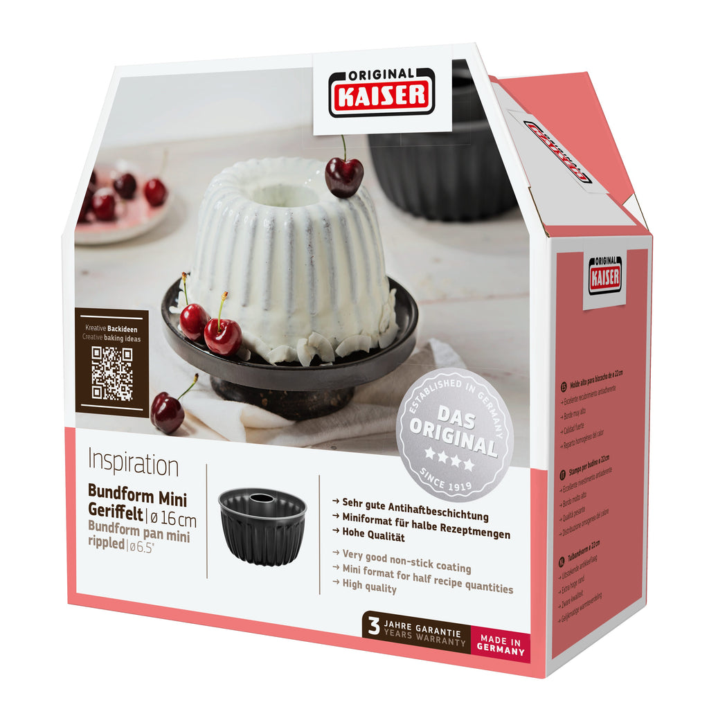Mini gugelhupfform riflet 17 cm non-stick karbonstål - Kaiser med bakverk