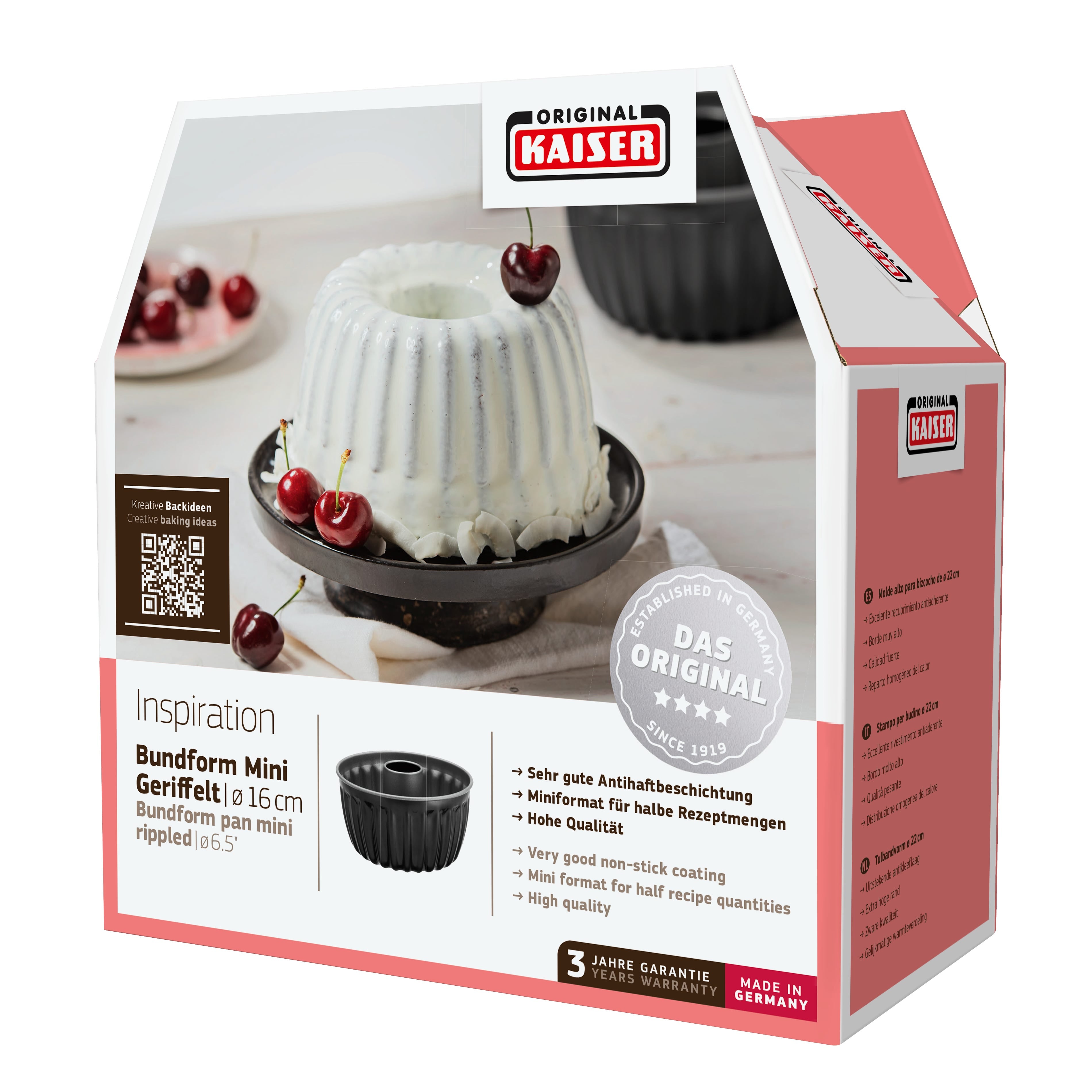 Mini gugelhupfform riflet 17 cm non-stick karbonstål - Kaiser med bakverk