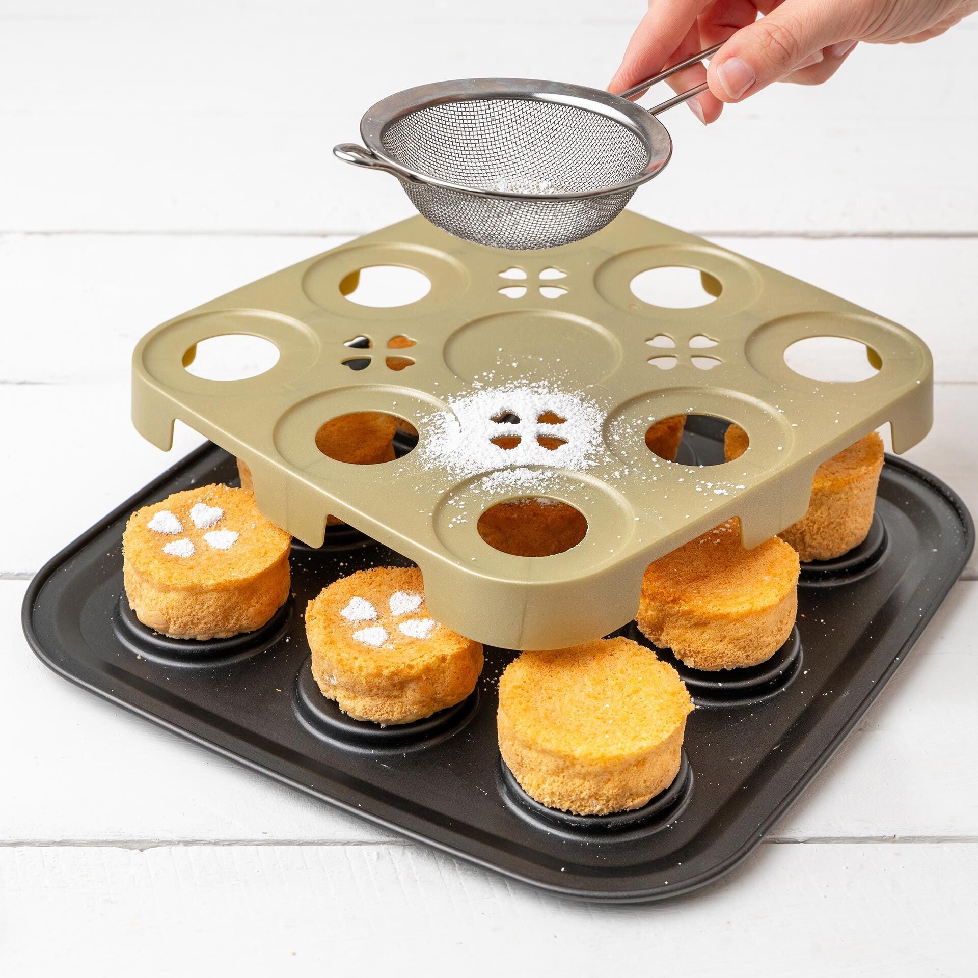 Mini-kakeform bakeplate 9 stk med løfteredskap non-stick Zenker bakside