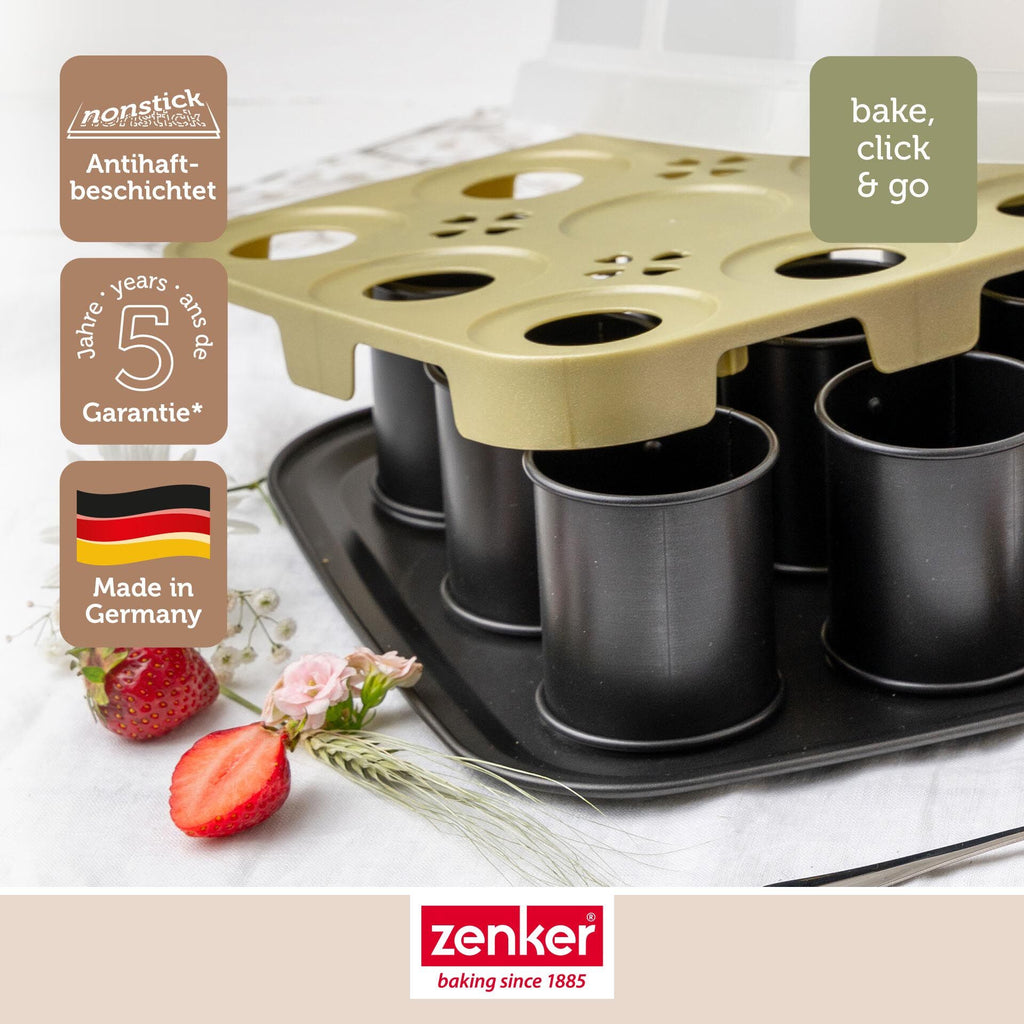 Nærbilde av Mini-kakeform bakeplate 9 stk med løfteredskap non-stick Zenker