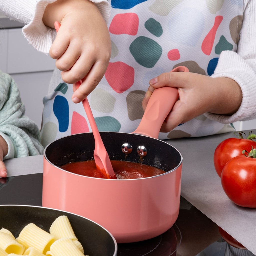 Mini kasserolle rosa Ø14 cm keramisk non-stick bakside