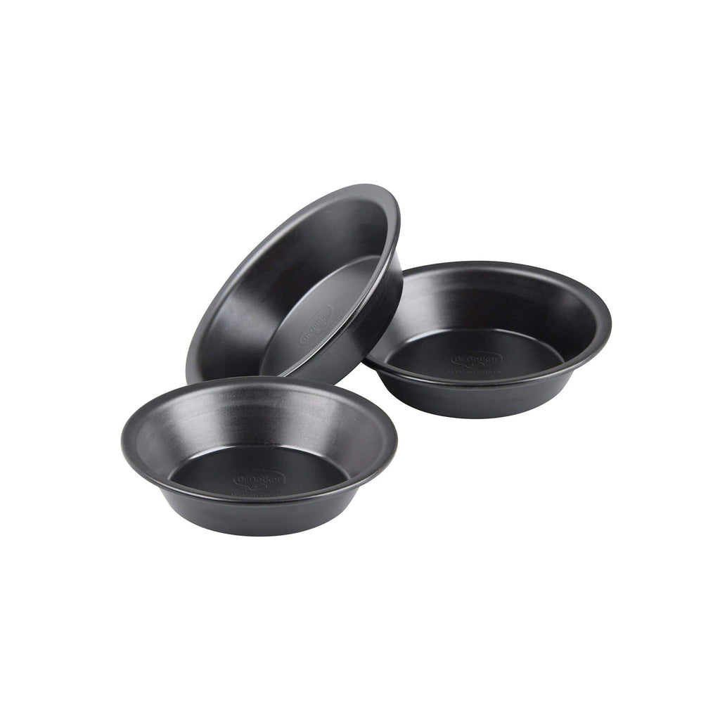 Mini pizzaplate rund Ø10 cm 3-delt sett non-stick forfra