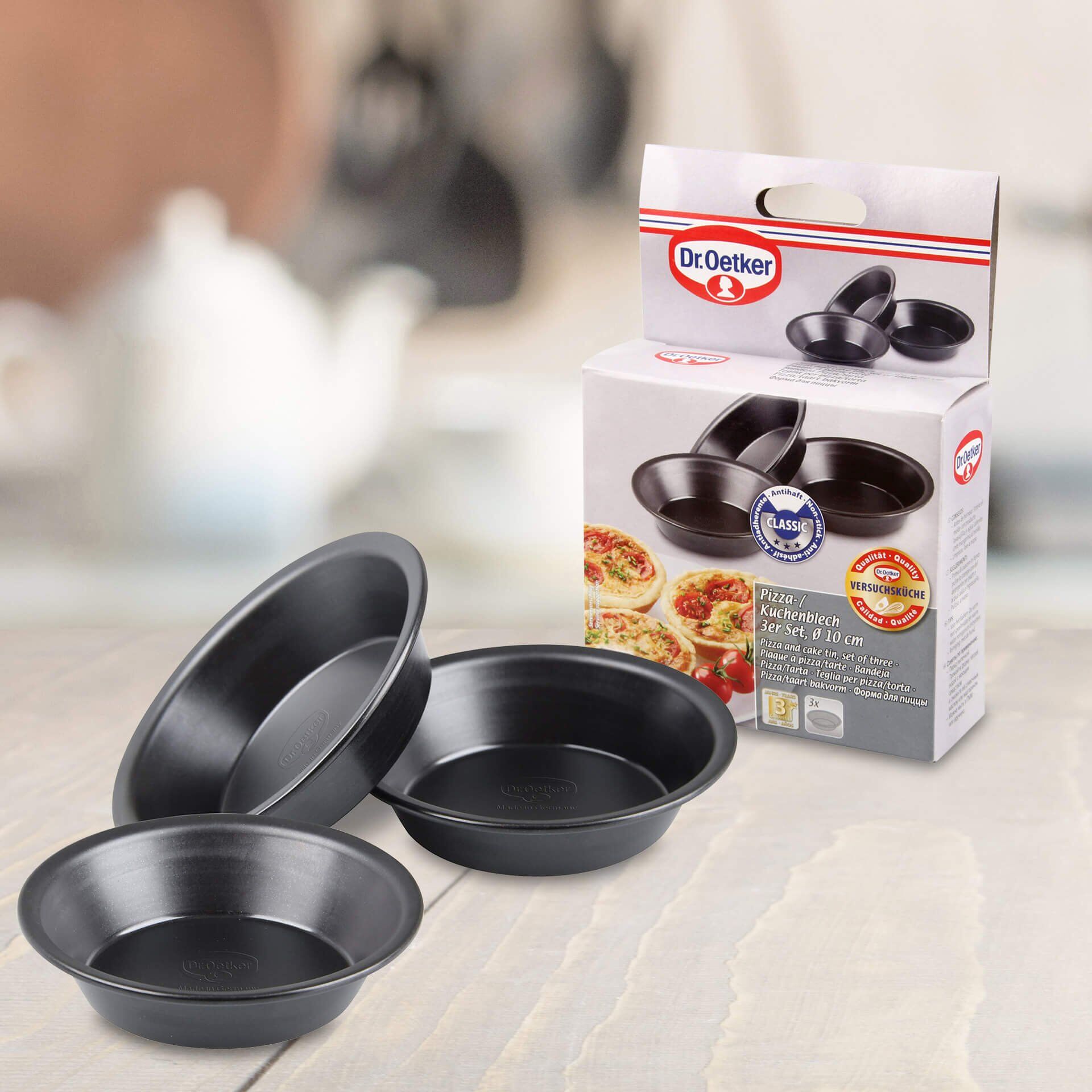 Mini pizzaplate rund Ø10 cm 3-delt sett non-stick bakside