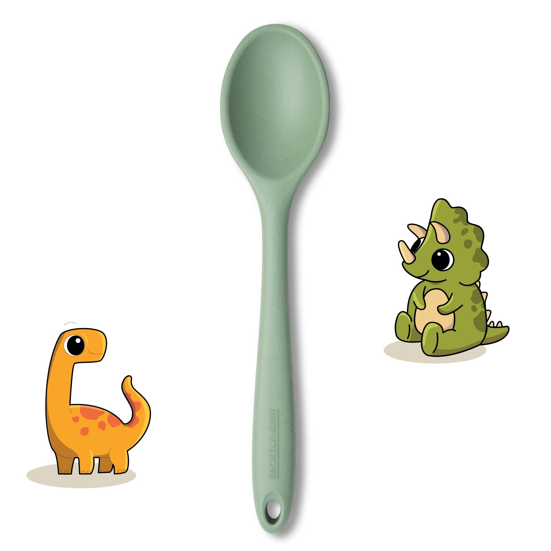 Detalj av Mini sleiv silikon grønn 20,5 cm med rustfritt stål-kjerne