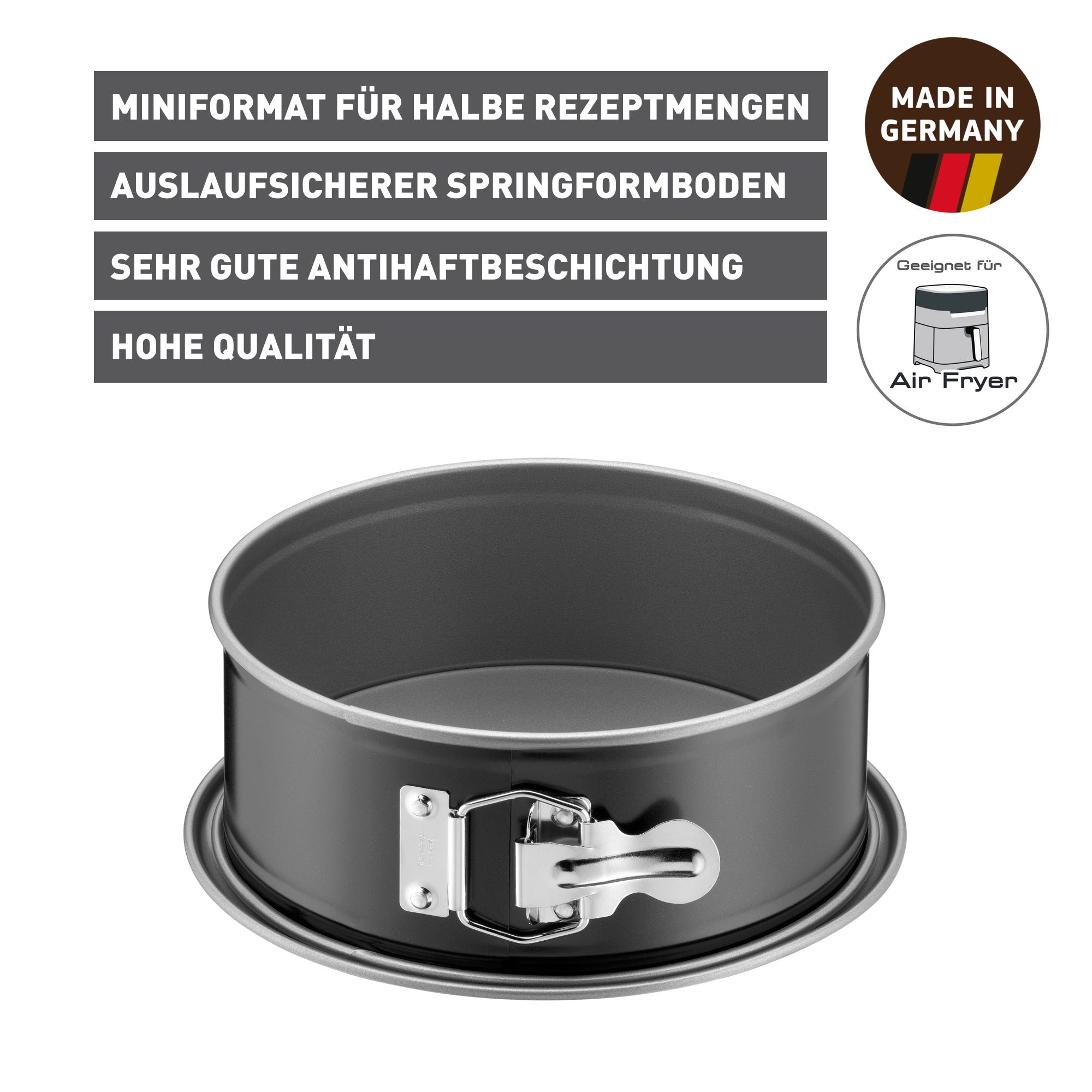 Montert Mini springform 20 cm non-stick karbonstål - Kaiser med lokk