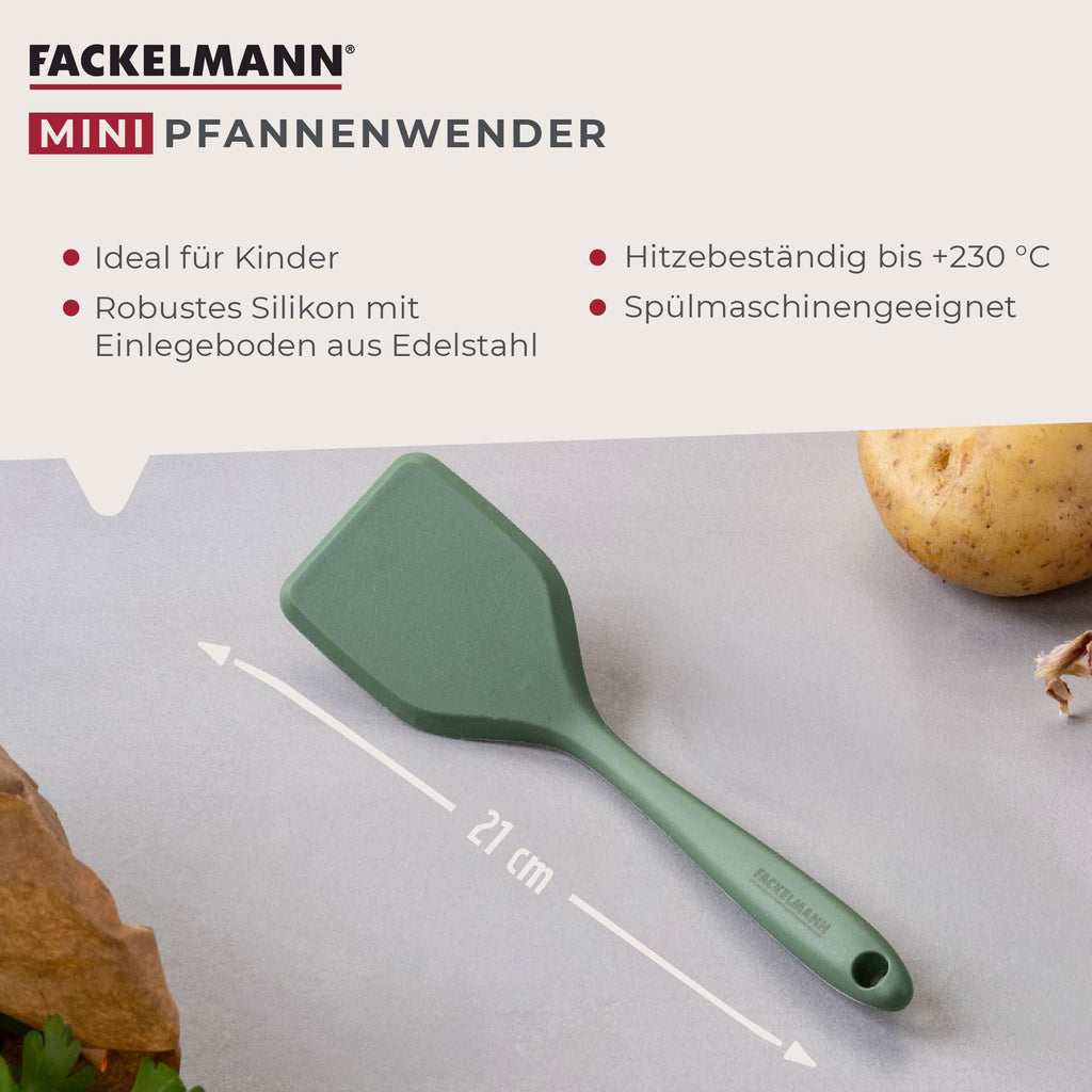 Montert Mini stekespade grønn silikon med rustfritt stål - Fackelmann i bruk