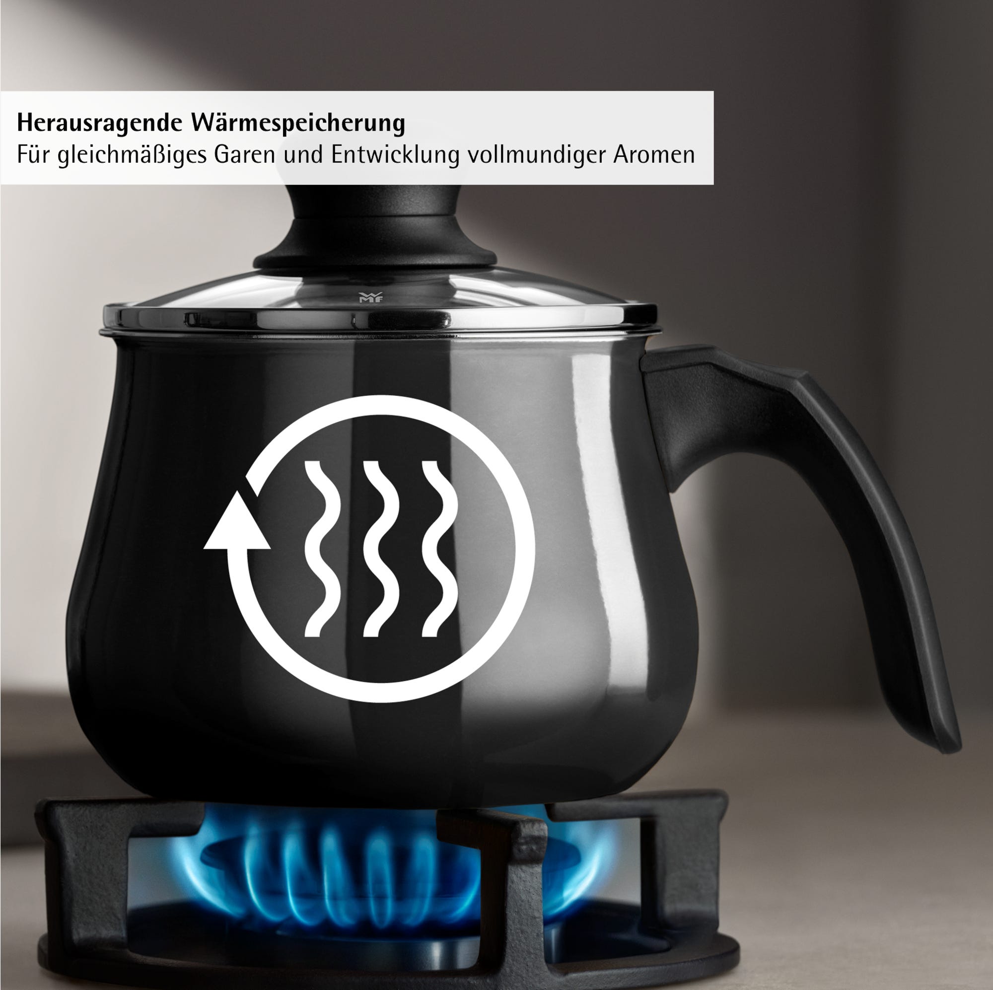 Detalj av glasslokk på Minigryte med lokk Fusiontec Mineral Pro 12 cm svart