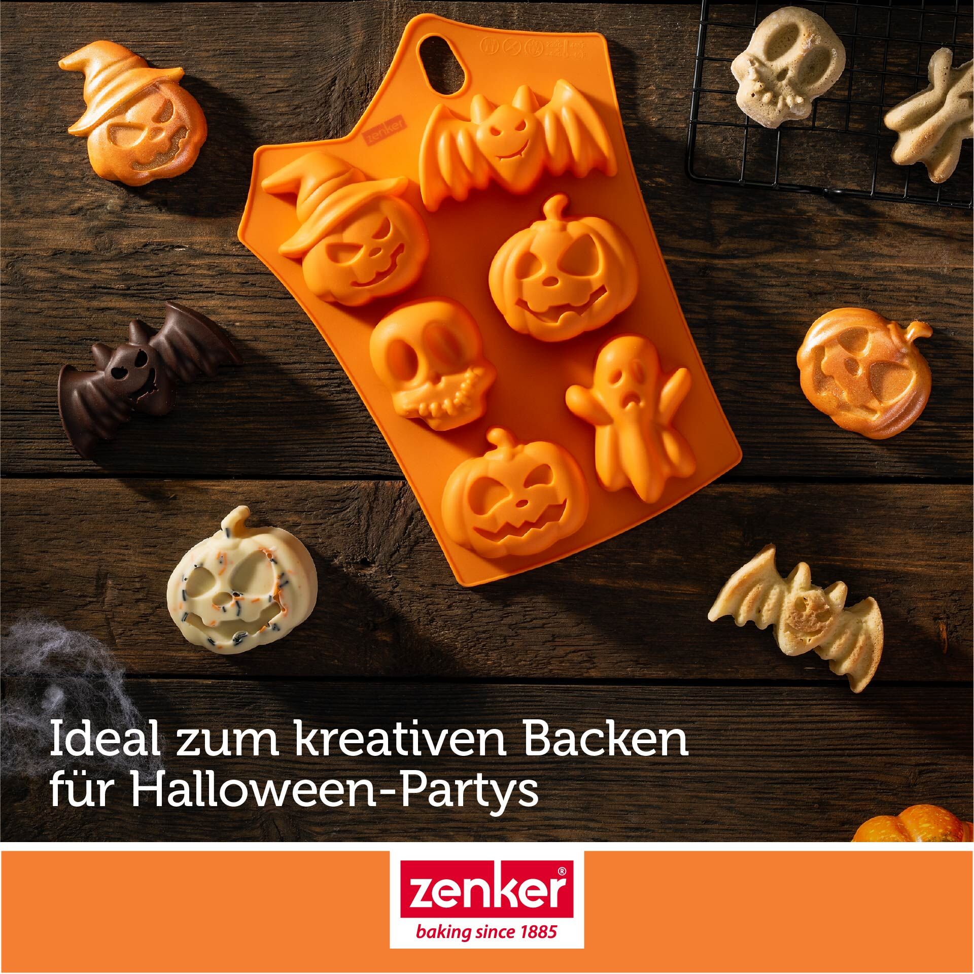 Minikakeform/iskubittform silikon halloween 6 former med isbiter