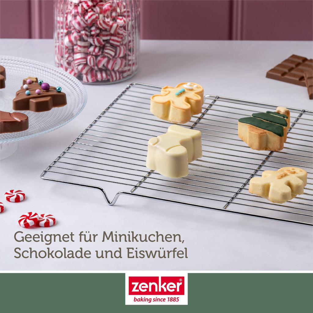 Minikakeform silikon 6 hull julemotiv rød 25,8x16,7 cm - Zenker fylt med røre før steking