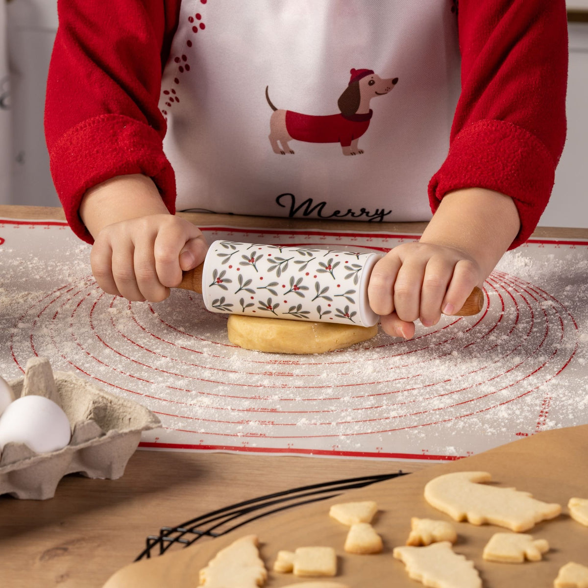 Nærbilde av mistelteinmotiv på Minikjevle 23 cm silikon/tre misteltein Holiday Joy - Dr. Oetker