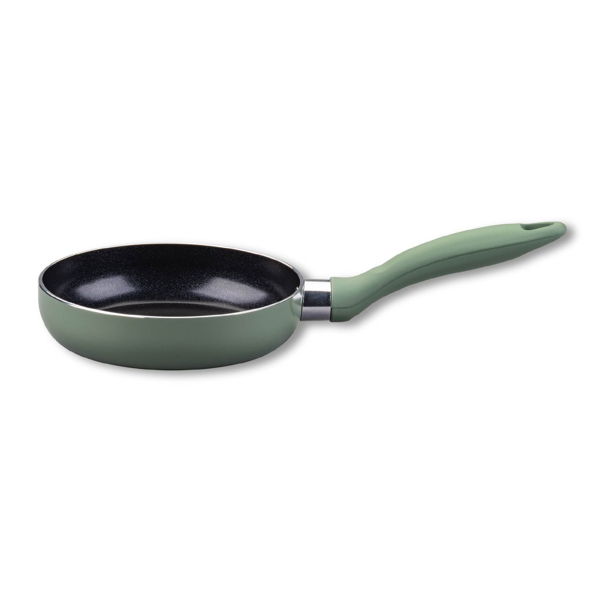Minipanne grønn Ø12 cm keramisk non-stick detalj av håndtak