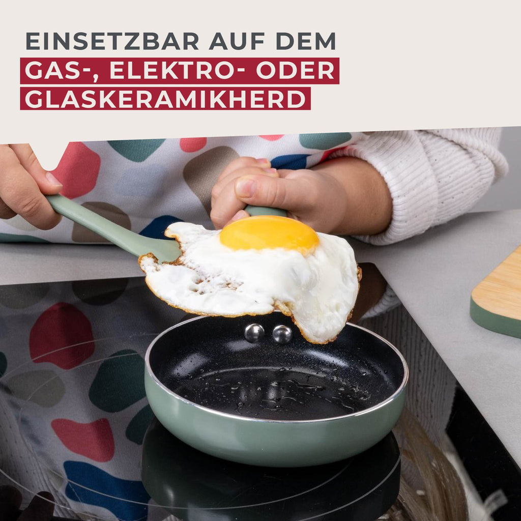 Minipanne grønn Ø12 cm keramisk non-stick sideprofil
