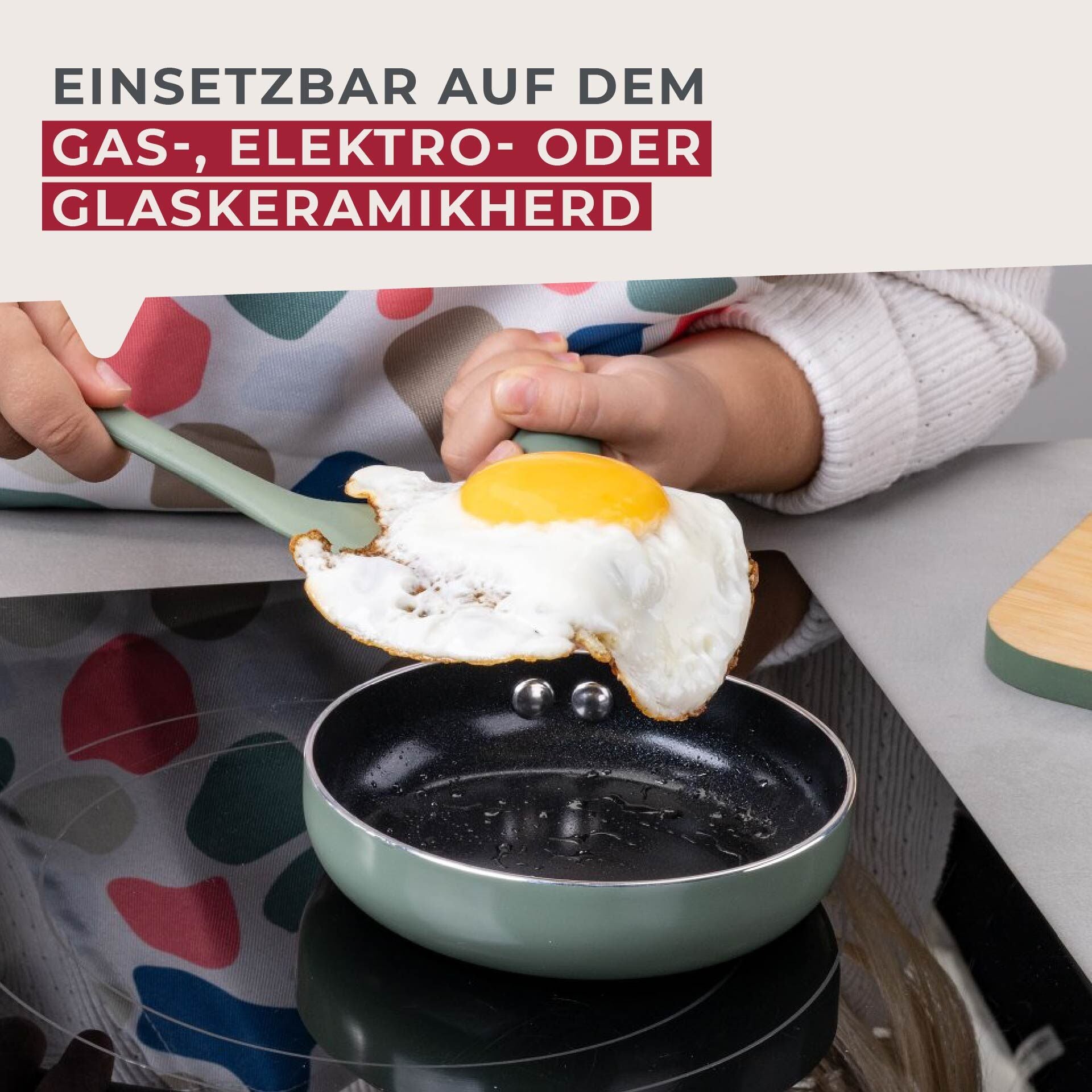 Minipanne grønn Ø12 cm keramisk non-stick sideprofil