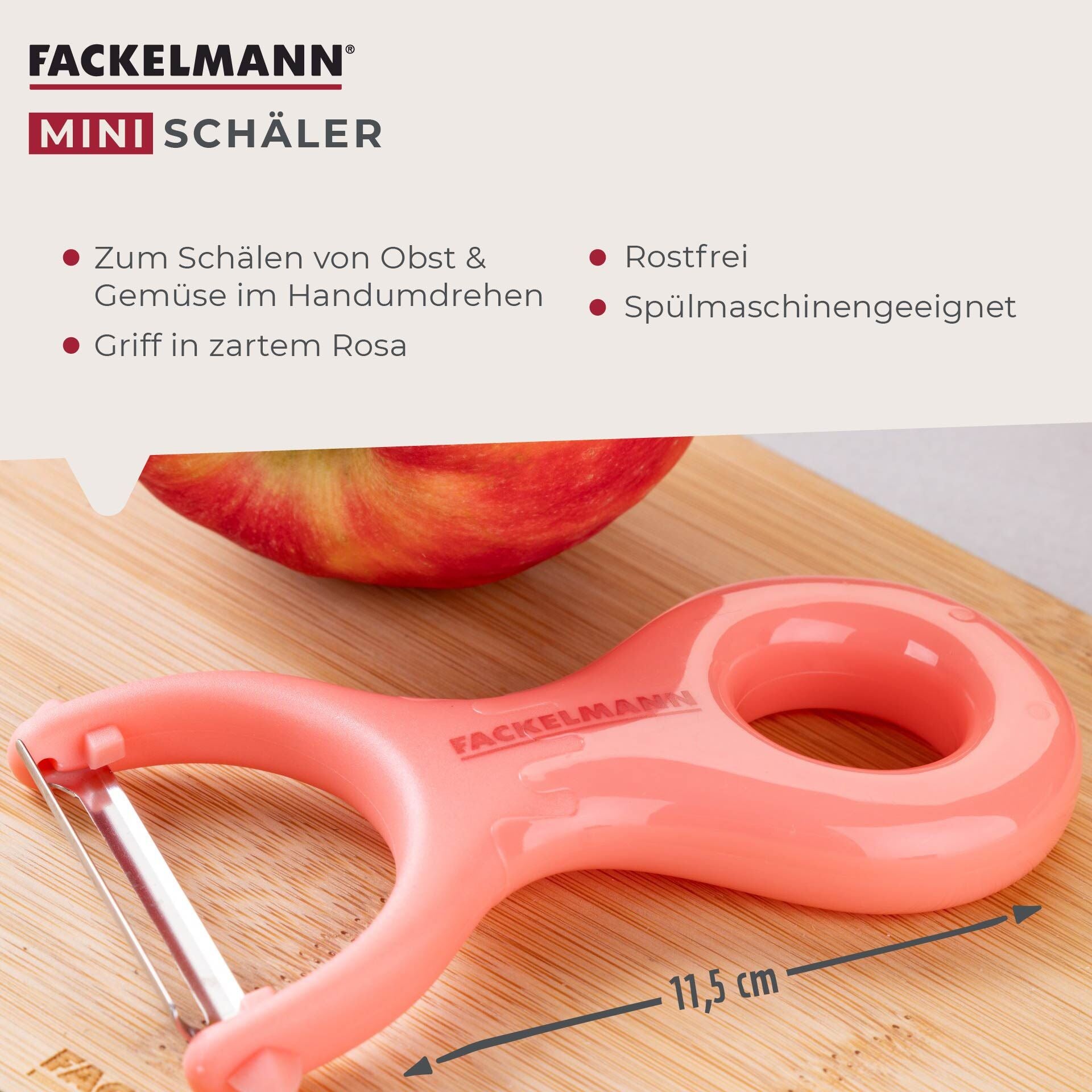 Miniskreller rosa 11,5 cm for barn - Fackelmann nærbilde av ergonomisk grep