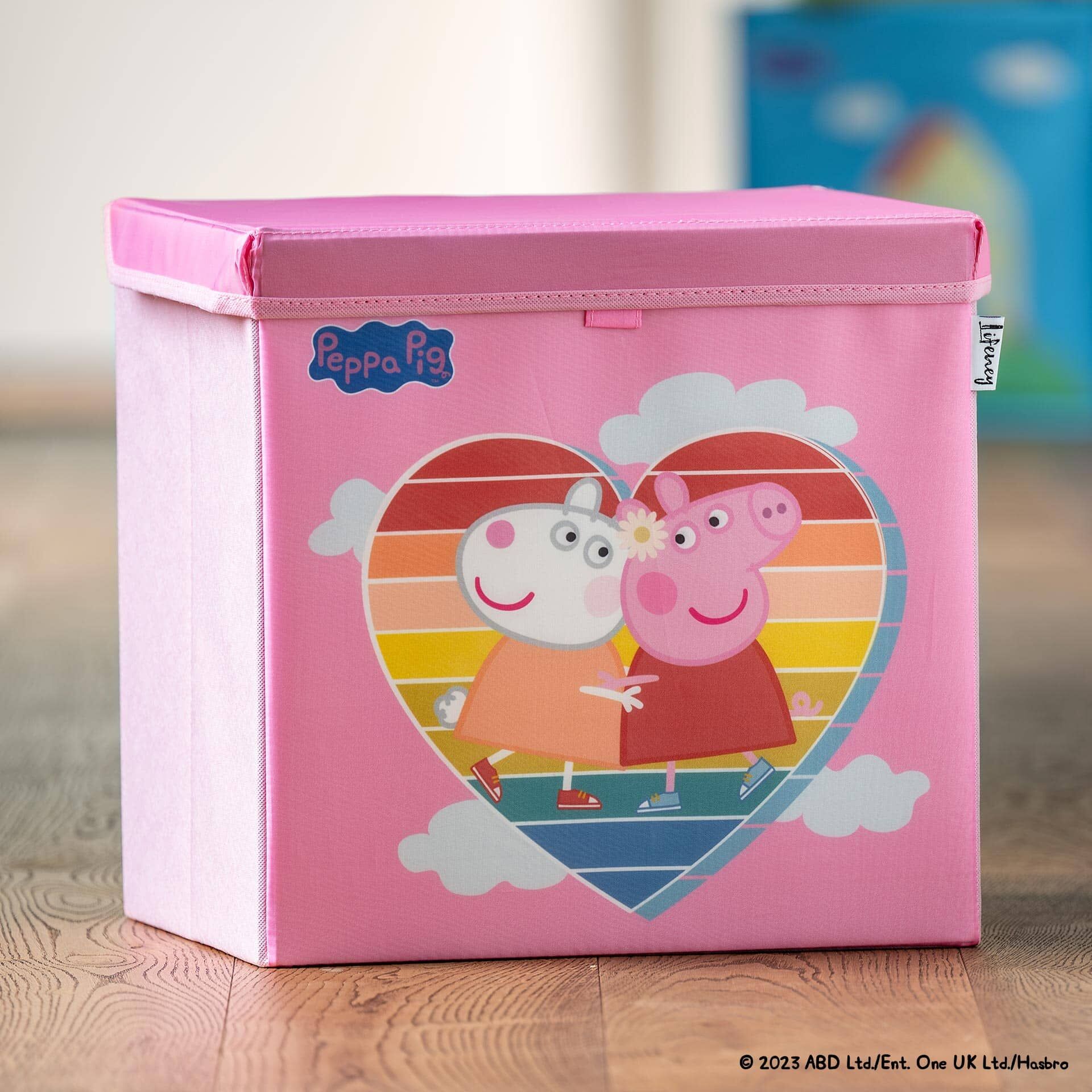 Montert Oppbevaringsboks Peppa Pig vennskap med lokk i barnerom