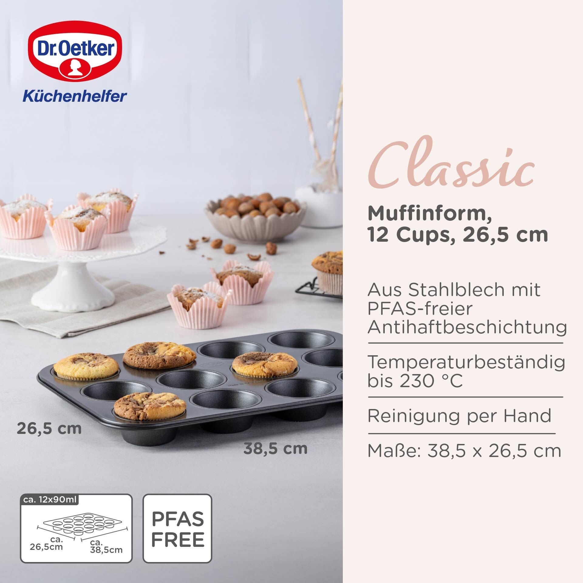 Muffinsform 12 kopper non-stick PFAS-fri - Dr. Oetker nærbilde av kopper