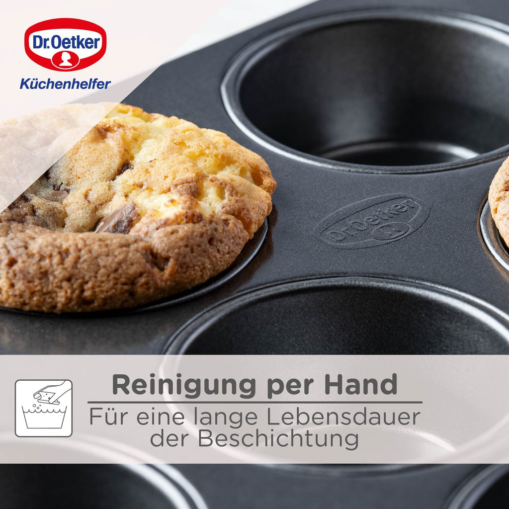 Muffinsform 12 kopper non-stick PFAS-fri - Dr. Oetker logo detalj