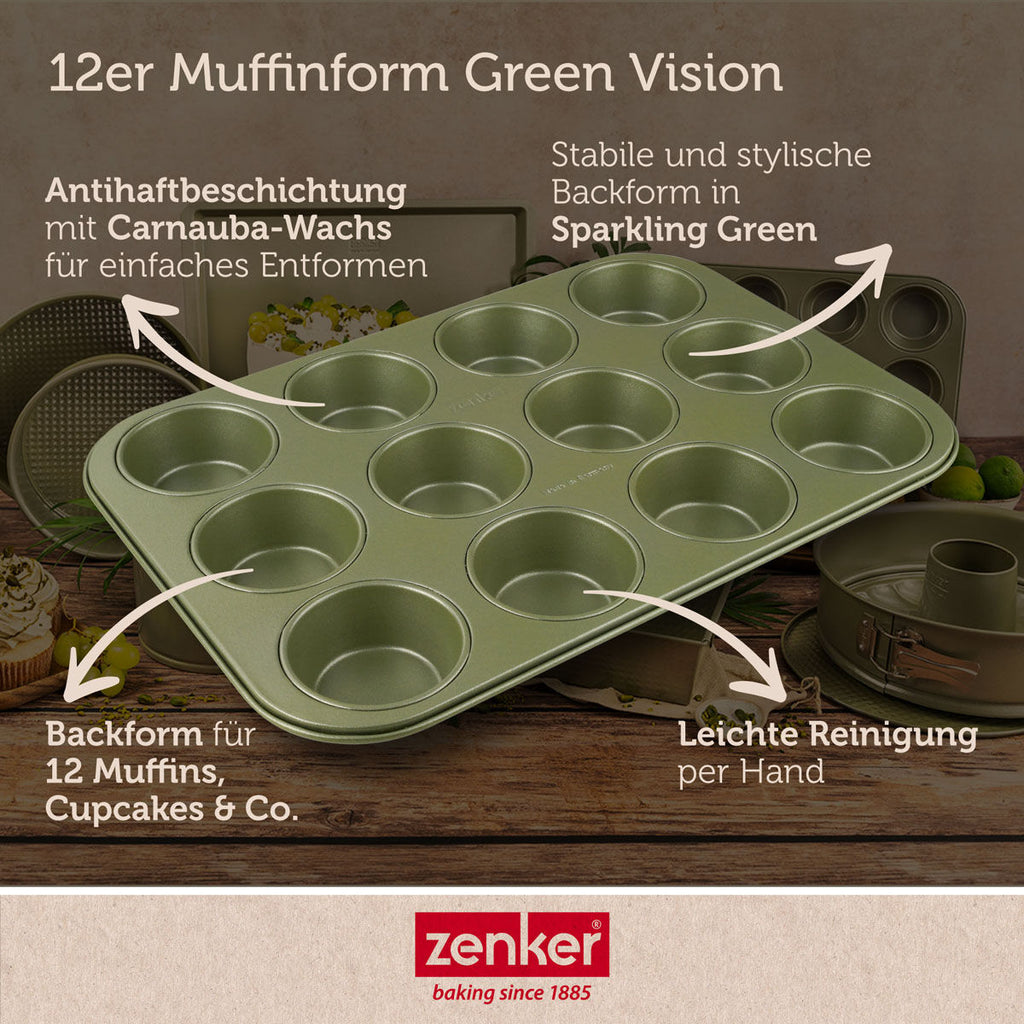 Detalj av non-stick belegg på Muffinsform 12 kopper non-stick Green Vision - Zenker