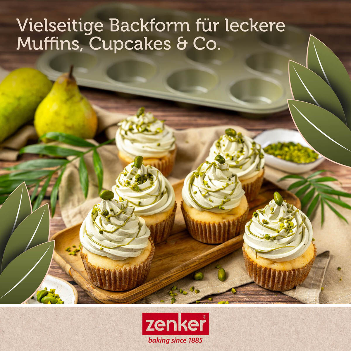 Muffinsform 12 kopper non-stick Green Vision - Zenker montert på kjøkkenbenk