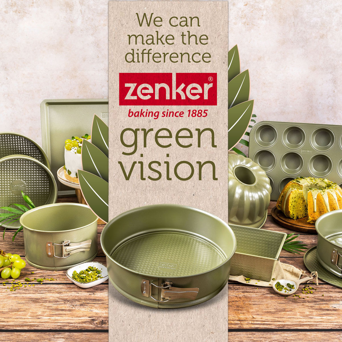 Muffinsform 12 kopper non-stick Green Vision - Zenker med muffins