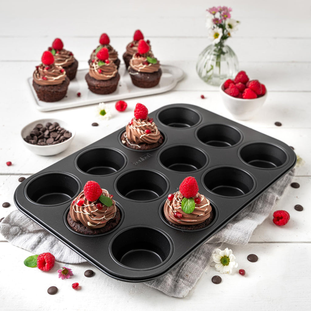 Muffinsform 12 kopper non-stick stål PFAS-fri Zenker bakside