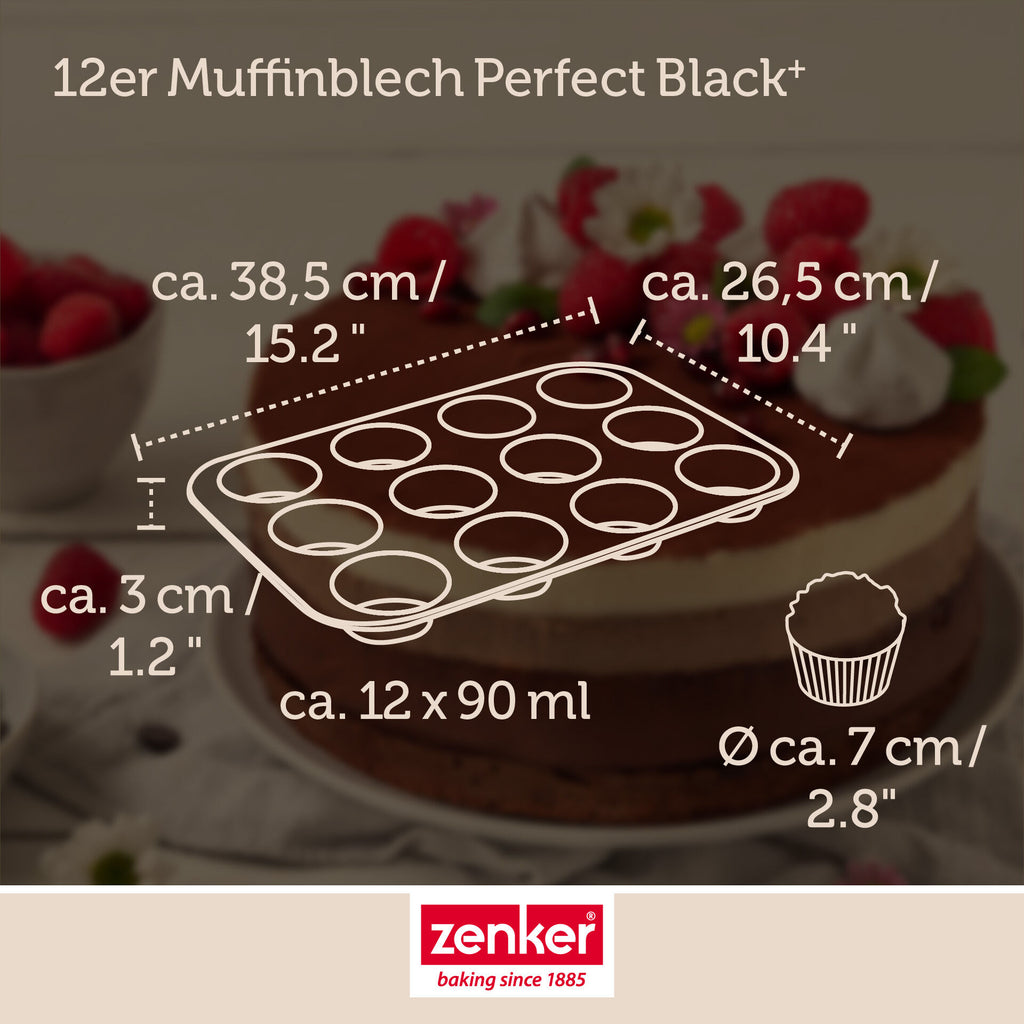 Muffinsform 12 kopper non-stick stål PFAS-fri Zenker montert i ovn